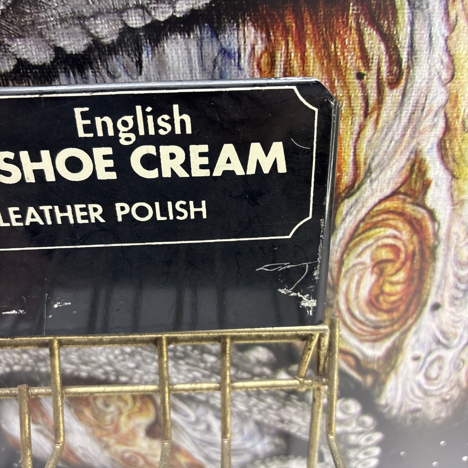 Vintage Meltonian English Shoe Cream Store Counter Display Rack Leather Polish