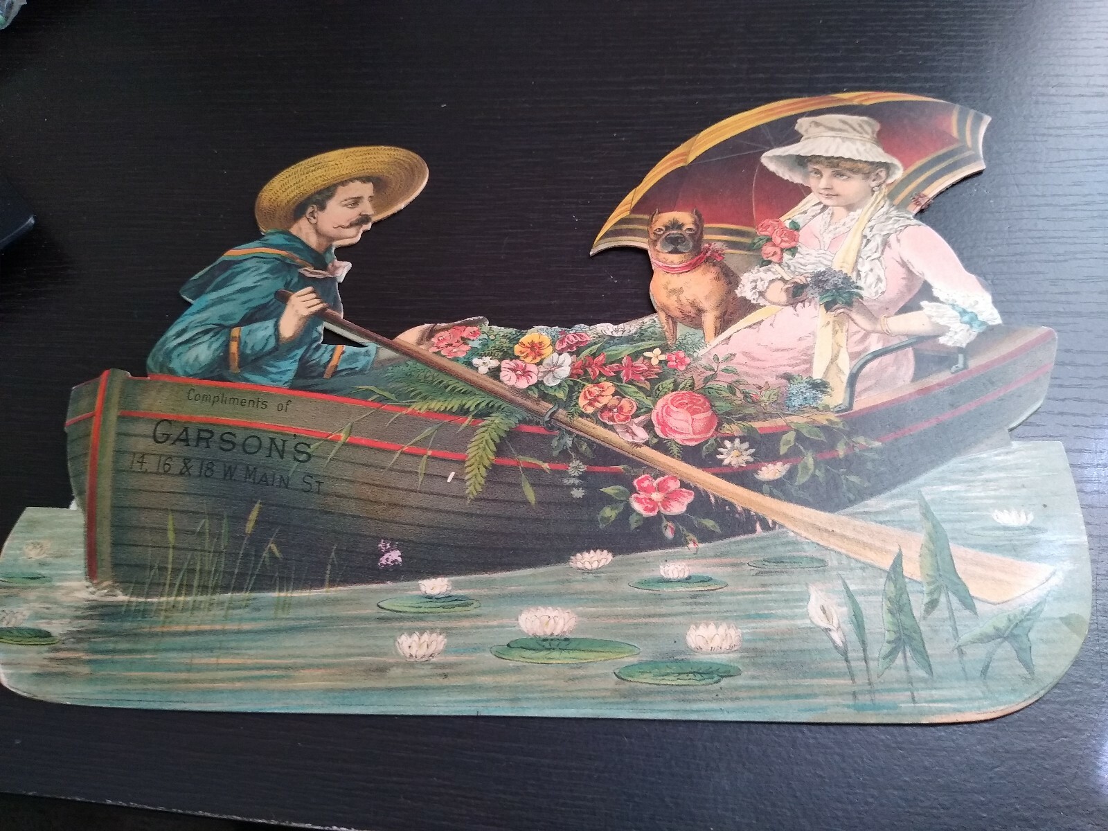 Antique Original Garsons Co Boatman Dog Women Fashion Advertising Sign