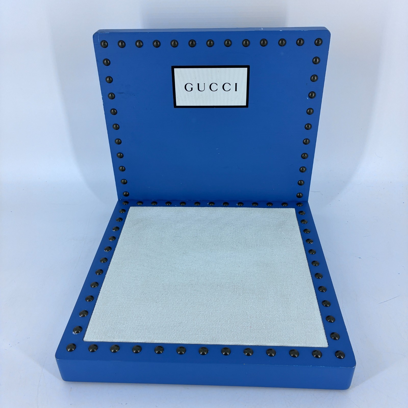 GUCCI Studded Flat Back Countertop Retail Display Blue White 8.5″W x 8″H x 9″L