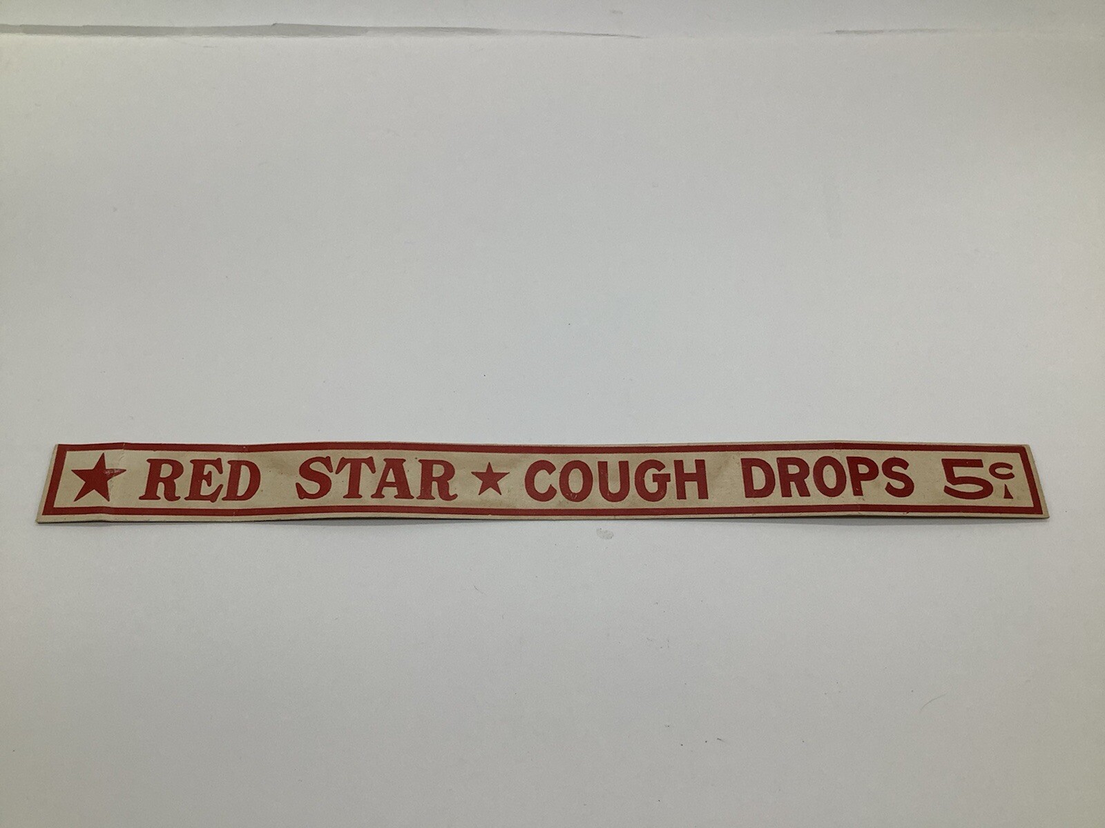 Cardboard Red Star Cough Drops Shelf Label Tag Sign