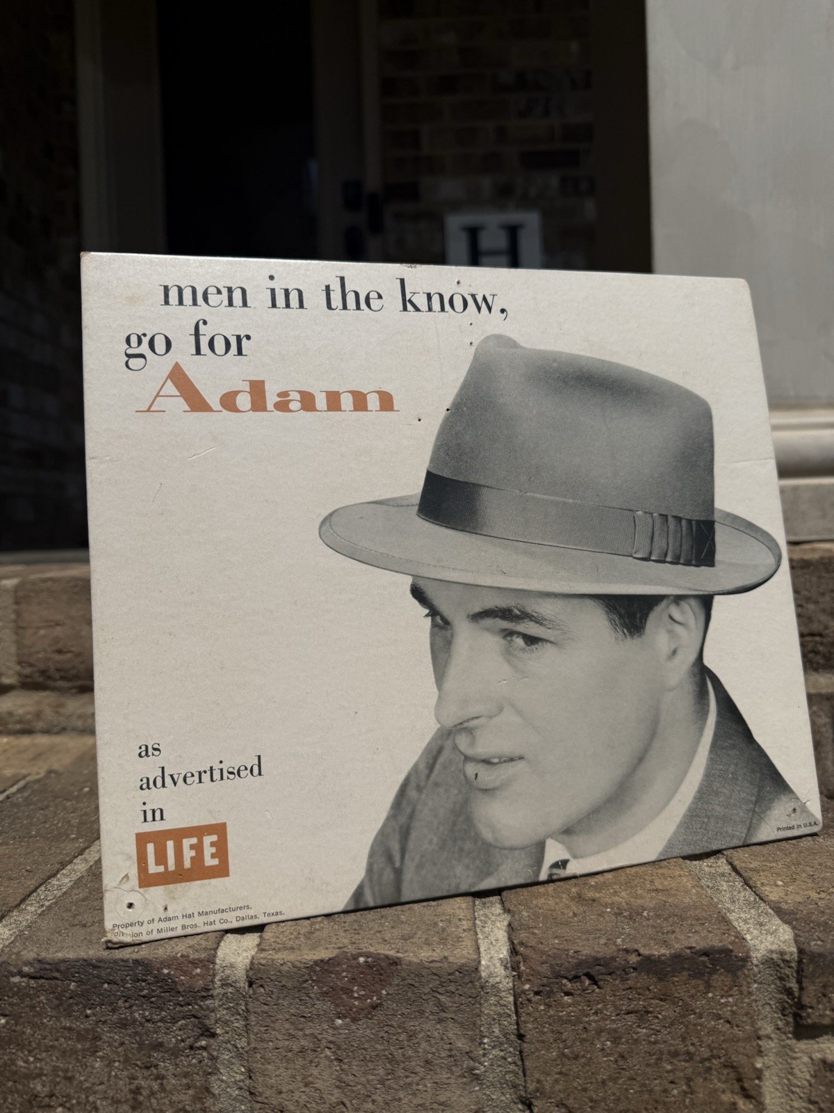Vintage Adams Hats Advertising Easelback Clothing Advertising Sign General Store