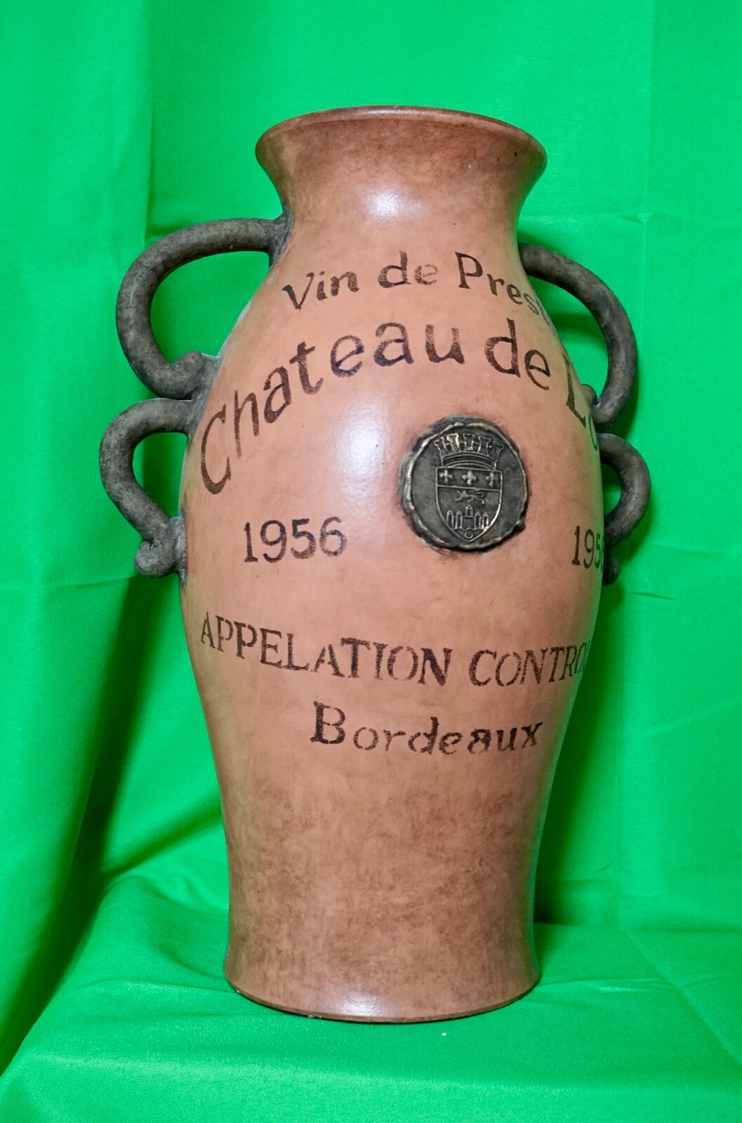 Chateau De Loire store display vtg french wine pottery jar floor vase sign art