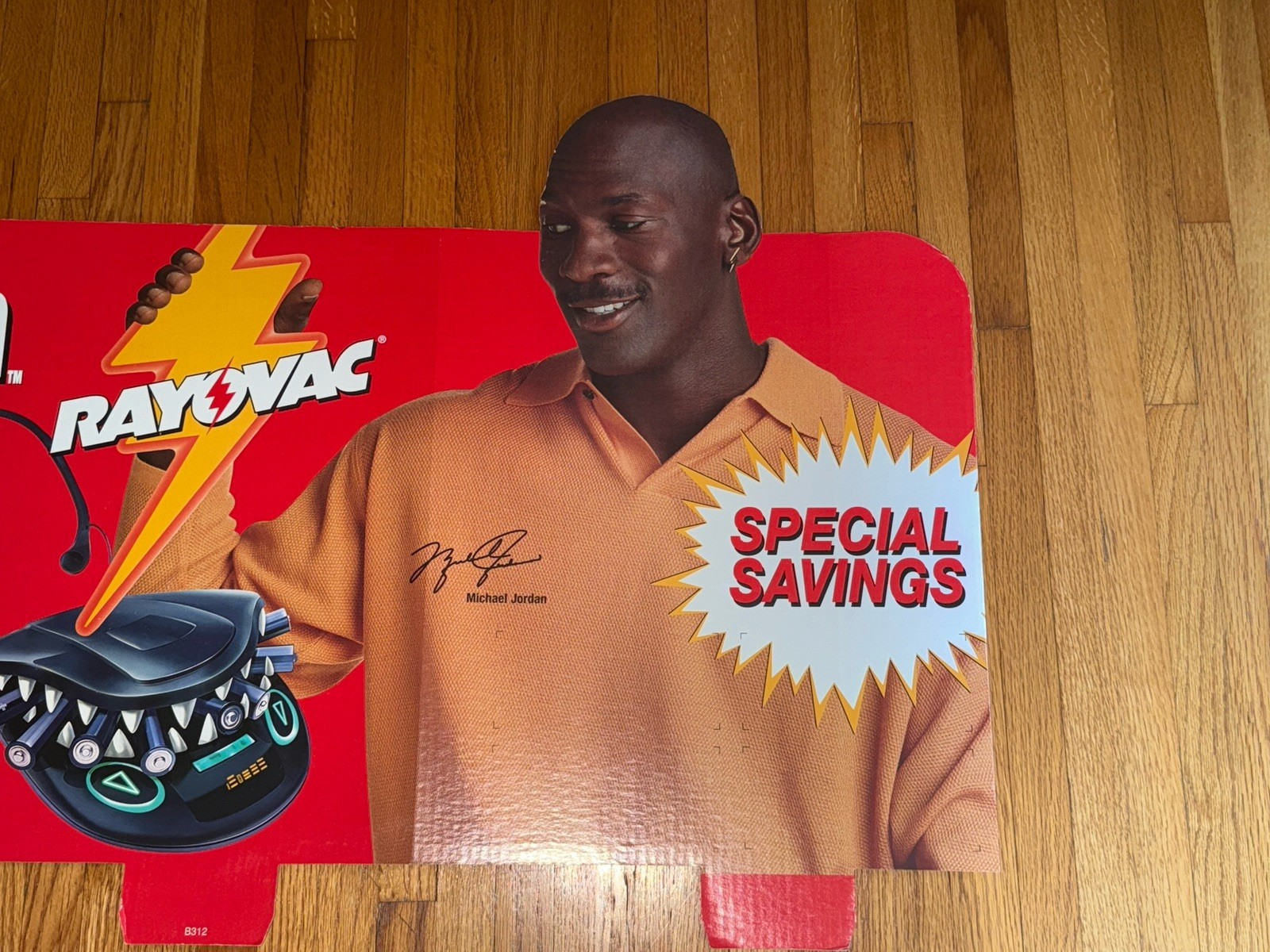 Michael Jordan Rayovac Batteries Advertising Cardboard Store Display Sign 42×24