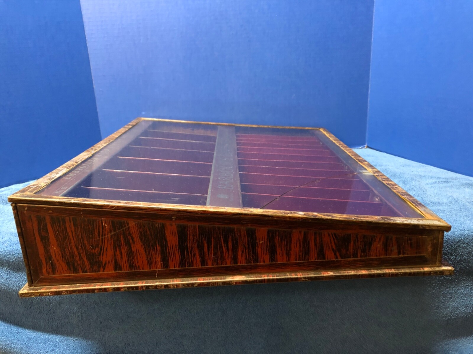 BARBOUR’S Linen THREAD Antique ORIGINAL Metal Counter DISPLAY Case for SPOOLS