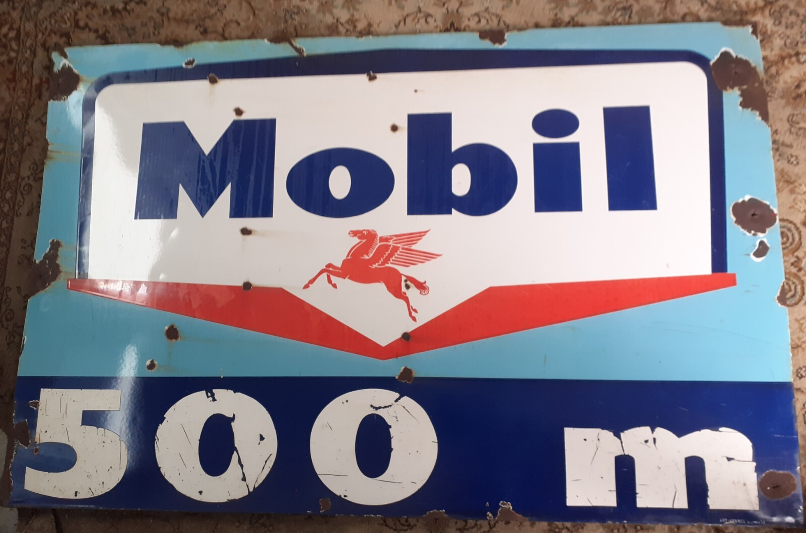 old MOBIL OIL PEGASE ART FRANCE ENAMEL PLAQUE, AUTO.MOTO. GARAGE.no copy,