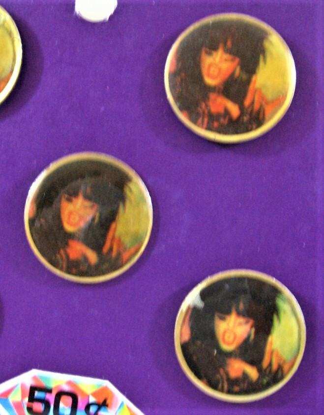 Vintage Lead Singer Music Rock Band Concert Pin Display 12 On Card Old Stock
