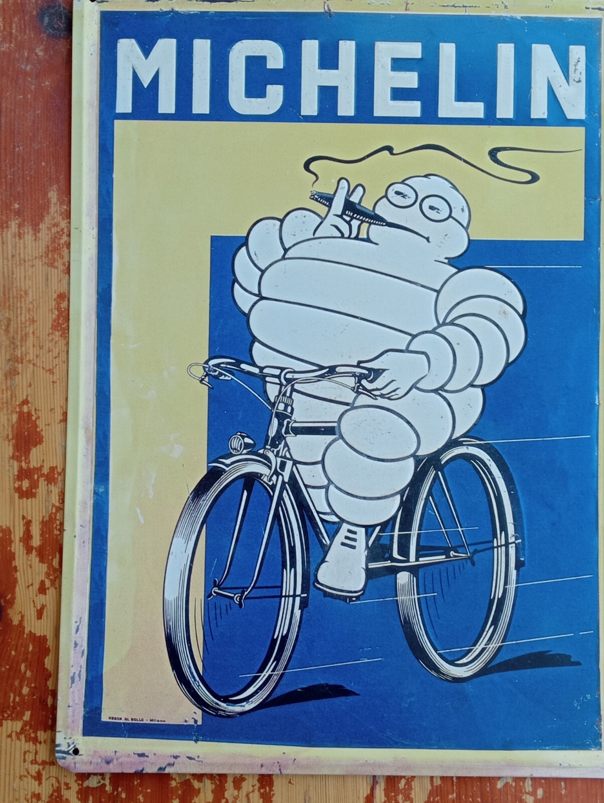 Michelin Bibendum Metal License Plate on Bicycle – Official Gadget Classic Wheels