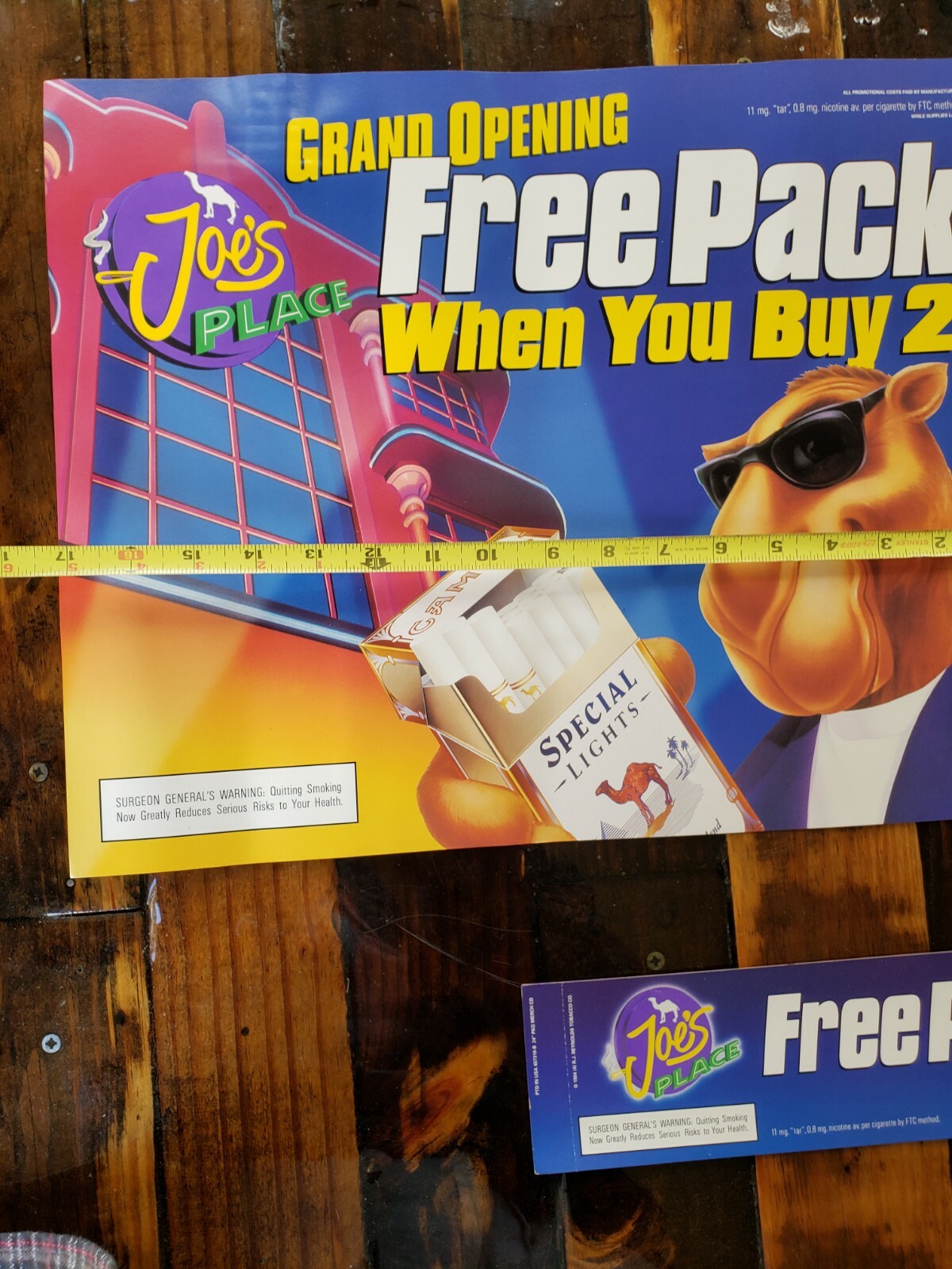 3 RARE Joe’s Place Camel Store Display Sign Advertising Cigarette Tobacco 1994