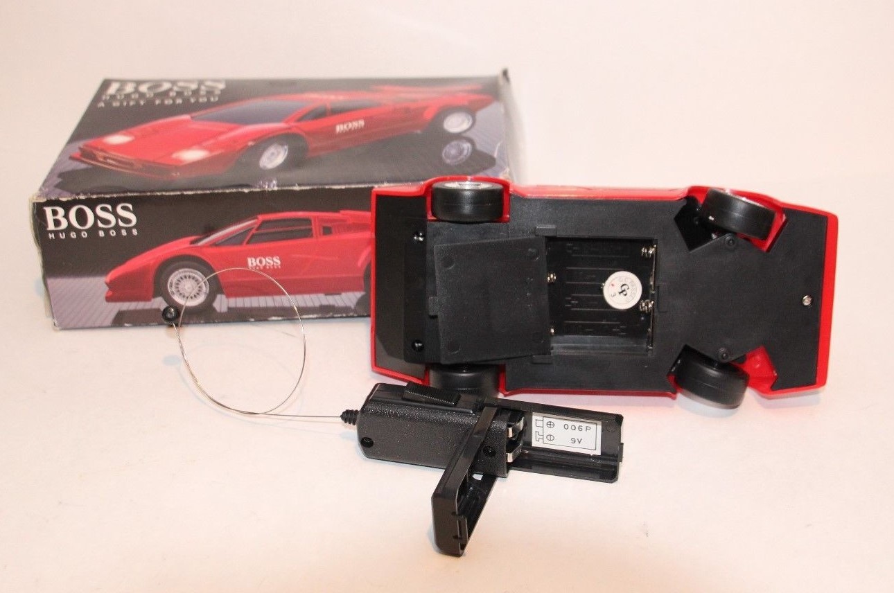 HUGO BOSS REMOTE CONTROL SPORTS CAR ORIGINAL BOX LAMBORGHINI VINTAGE ADVERTISING