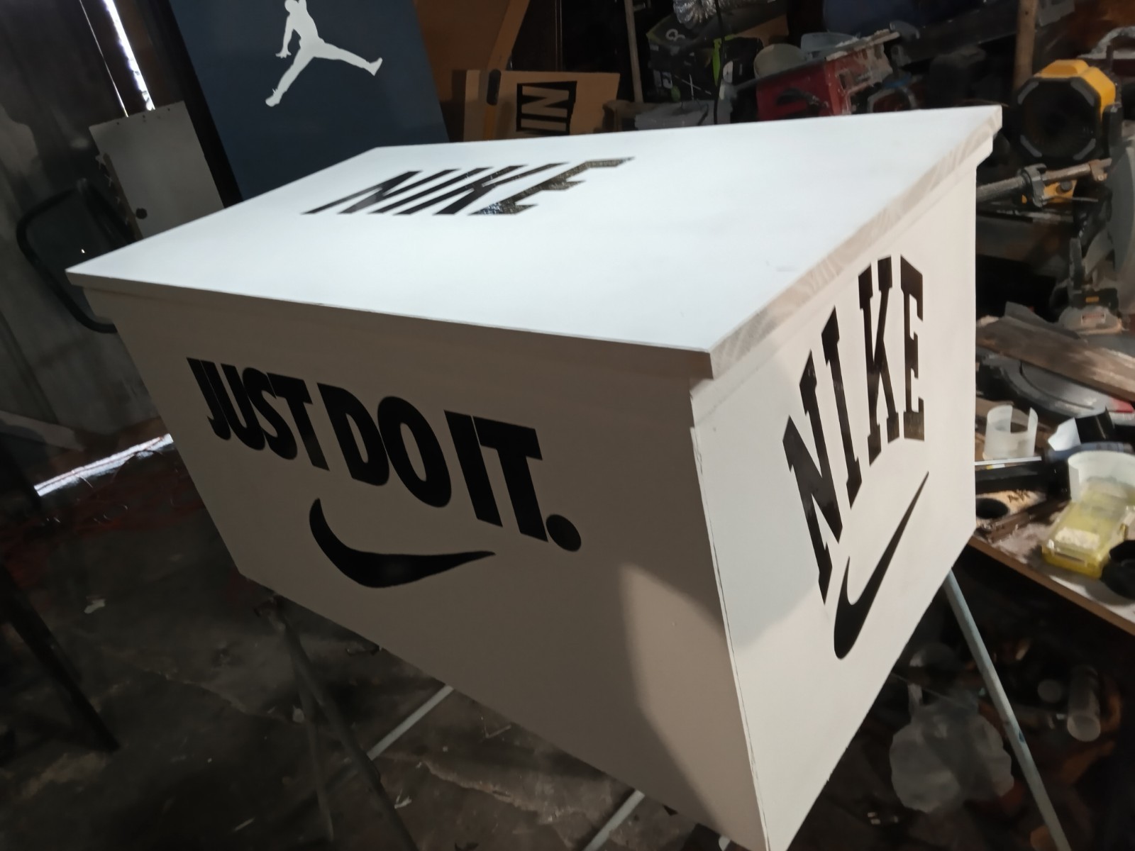giant shoebox shoe storage. shoe racks, coffee tables, locker cabinets