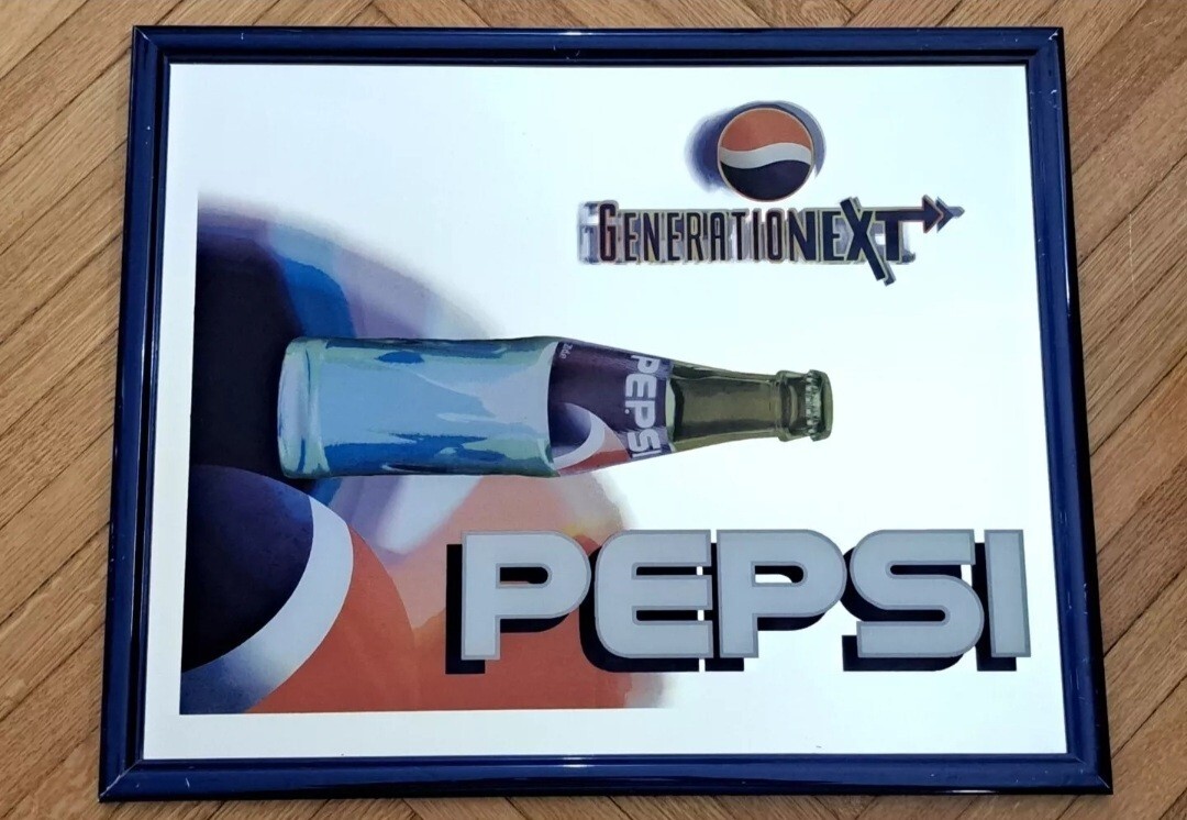 VINTAGE PEPSI GENERATIONEXT-BAR PUB-90′ ADVERTISING MIRROR SIGN FRAME