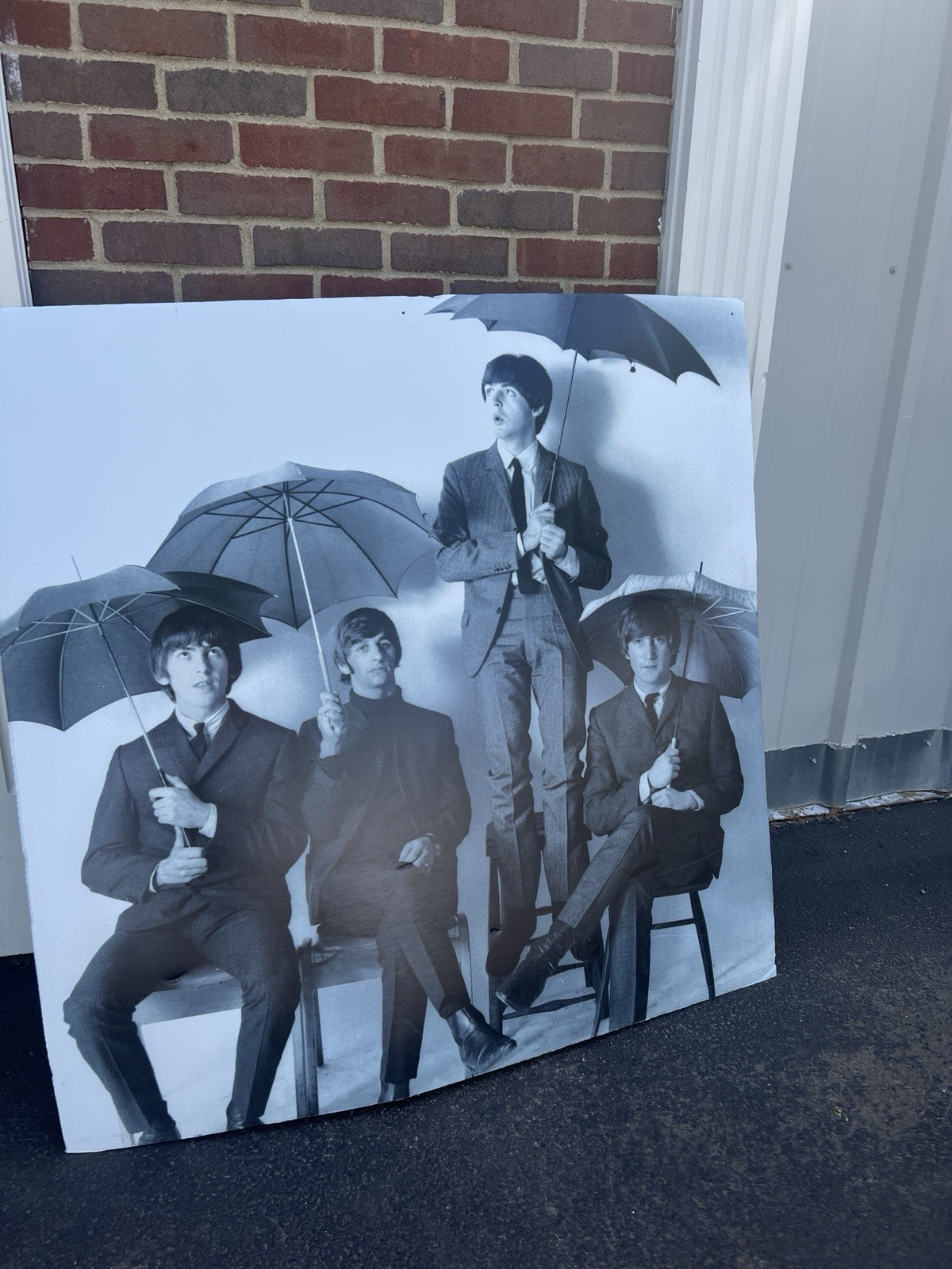 BEATLE’S POSTER Huge 46”x46” Black White Umbrellas -DEPT. Store On Board