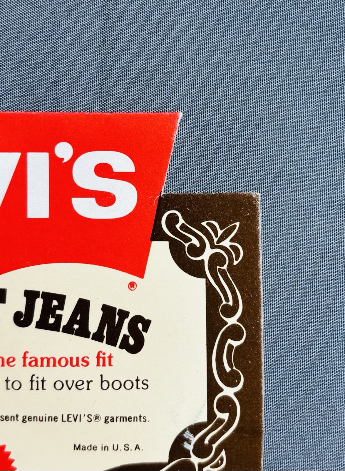 Vintage Levi Strauss Levi’s Jeans Hang Tag Pocket Tag 1970s Denim Boot Cut 1975