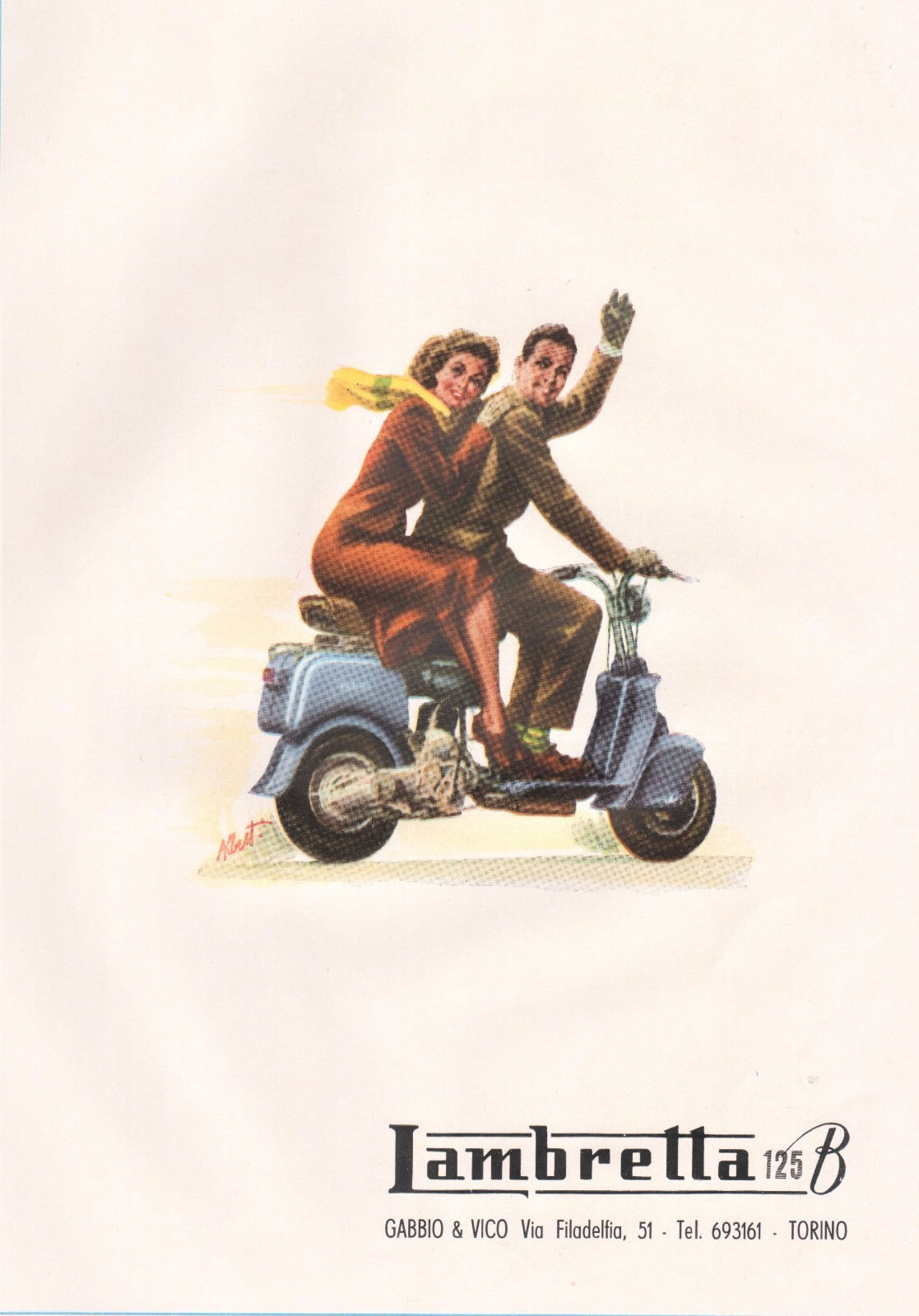 ADVERTISEMENT 1949 LAMBRETTA 125 B CAGE & VICO TORINO TRAVEL MOTORCYCLE SCOOTER