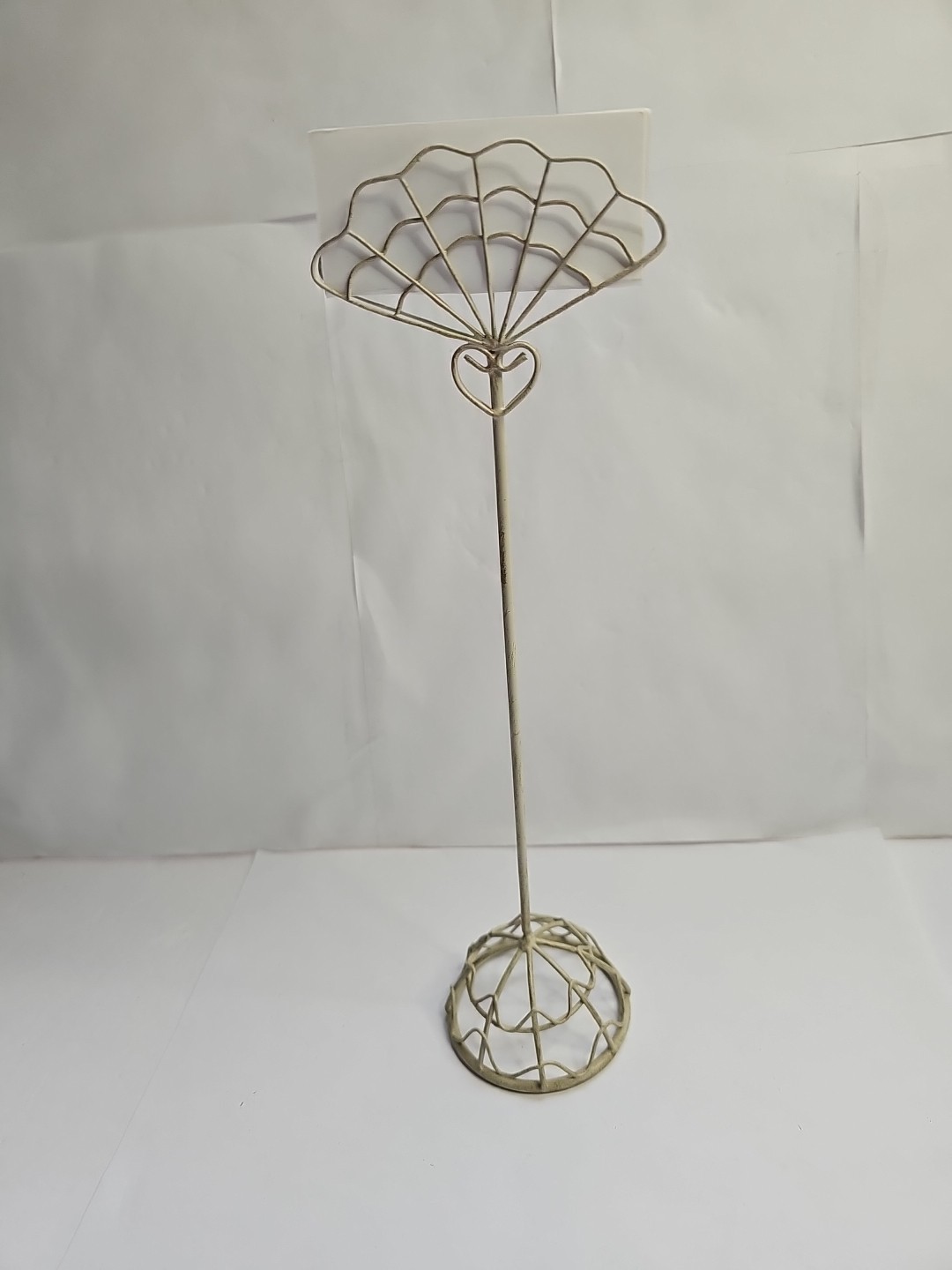 Wired Note Sign Display Stand 11″ Tall Beige Fan Shape Top