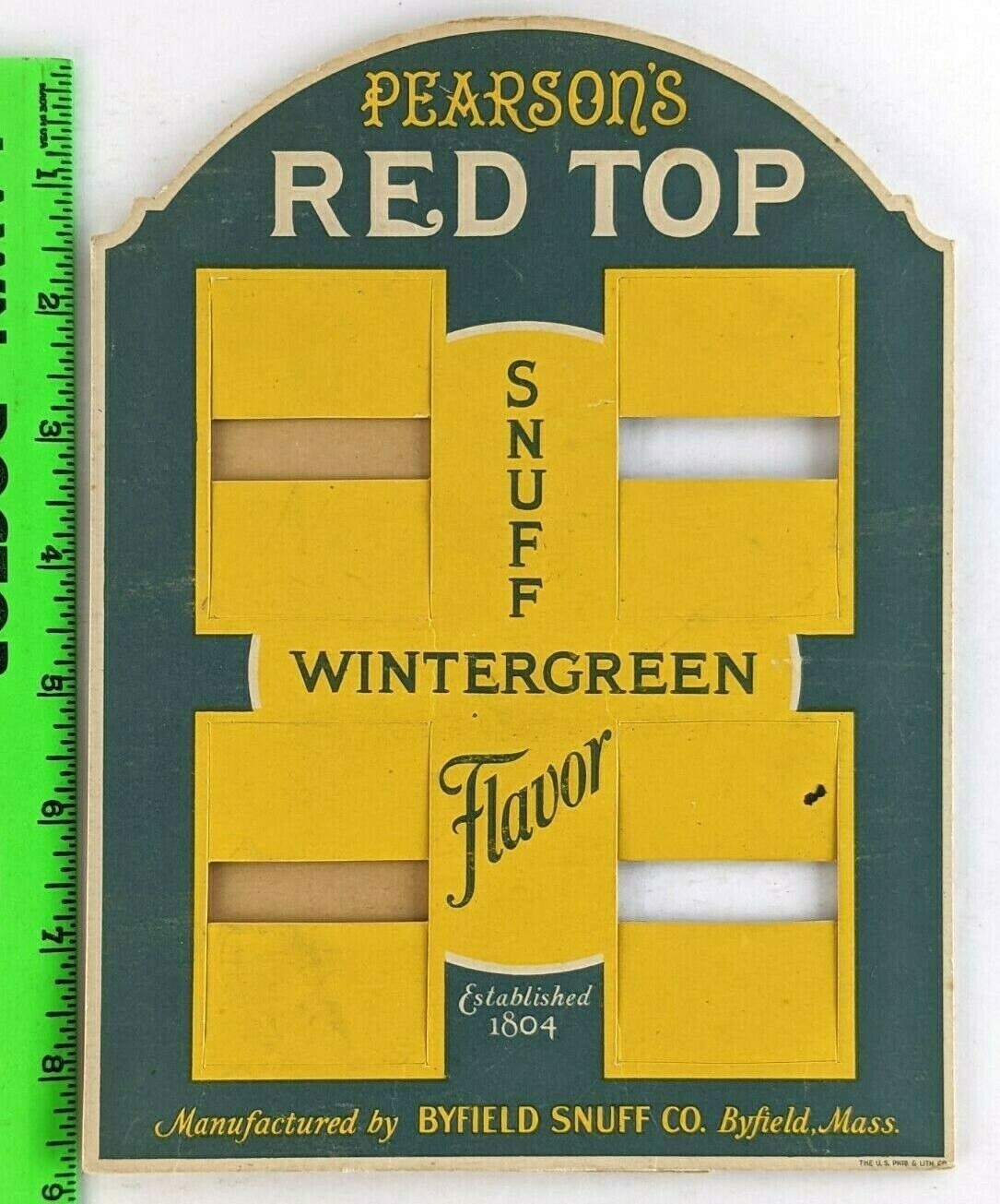 Vintage 1920s Pearson Red Top Snuff Tobacco Carboard Store Display Sign Byfield