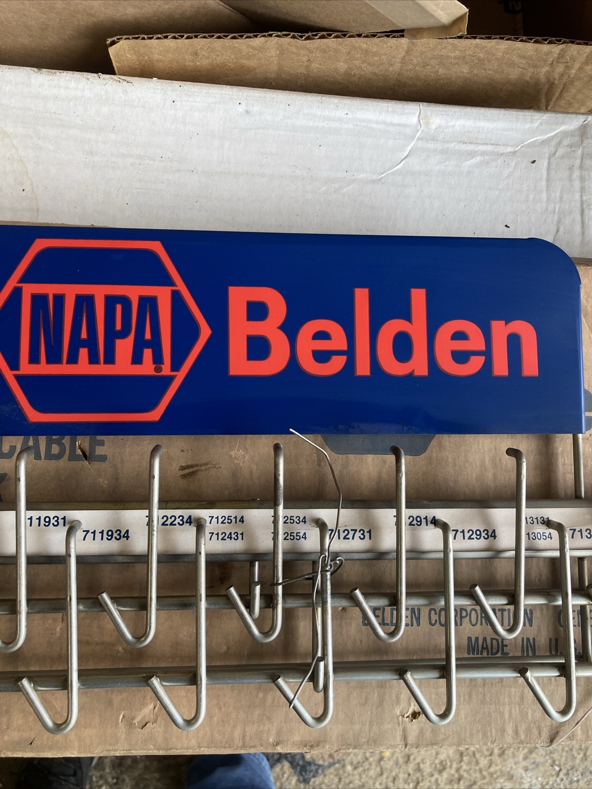 VINTAGE NAPA SERVICE STATION BELDEN DEALERSHIP SHOP DISPLAY SIGN RACK 8X22X3