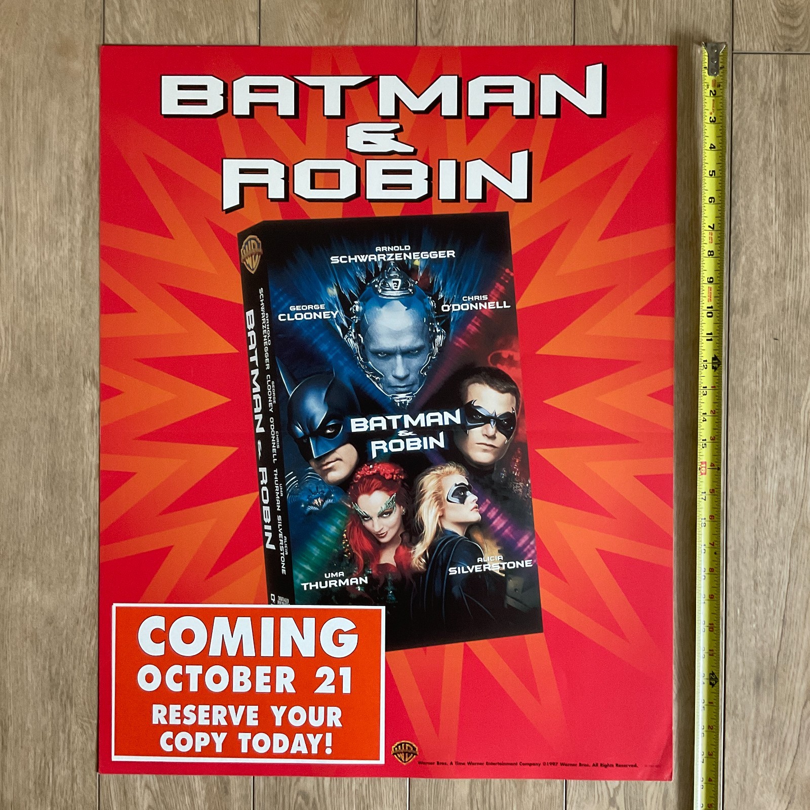 BATMAN AND ROBIN 1997 VHS Home Video Store Display Sign 22X28