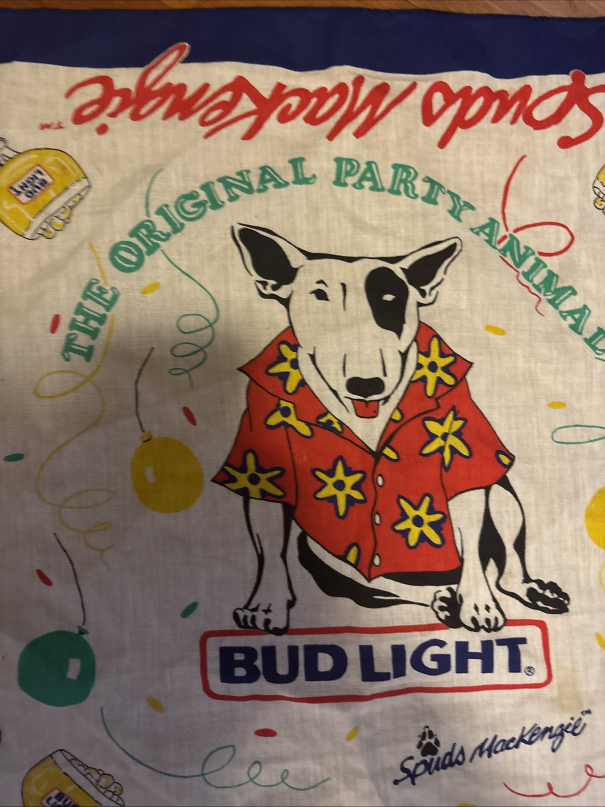 Spuds Mackenzie Hankerchief Bud Light Budweiser New Old Stock!