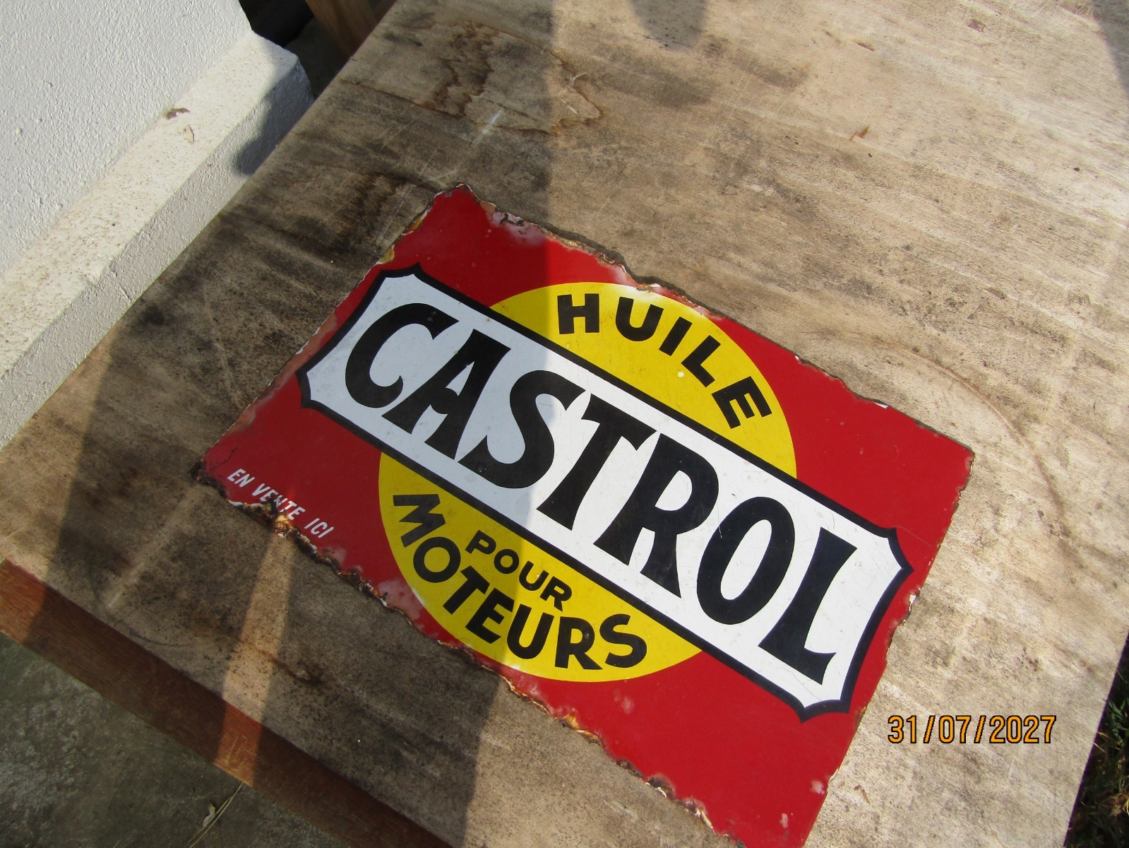 old enamel plate castrol automobile garage oil automobilia