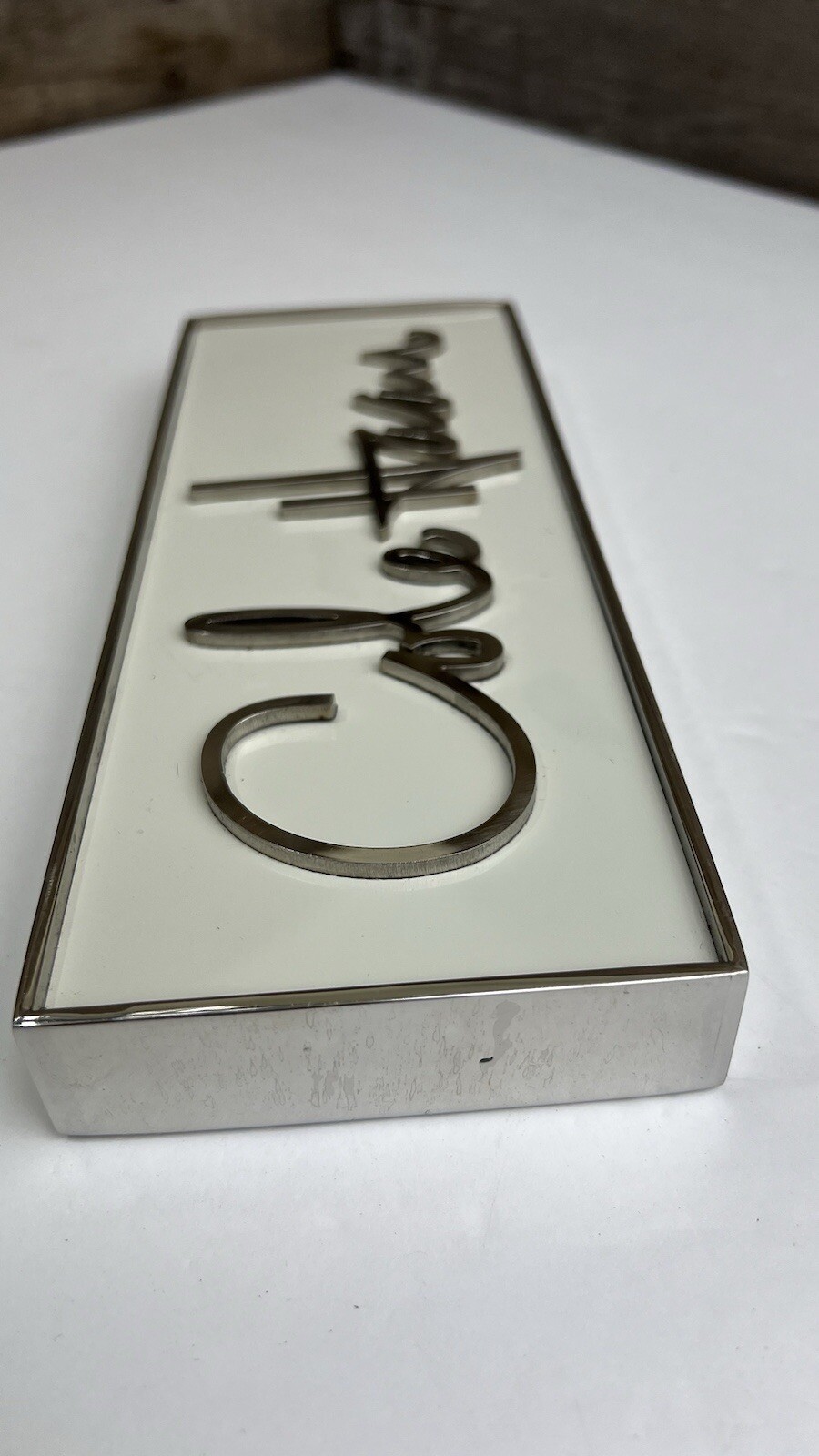 Original Cole Haan Metal & Plastic Department Store Display Sign Silver 🩶