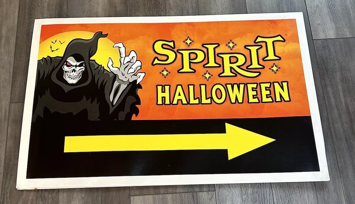 2024 Spirit Halloween Road Display Sign. Double Sided Great Shape. RARE Horror