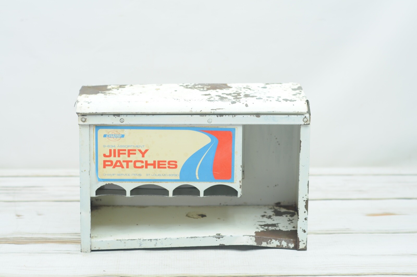 Vintage Display Case Jiffy Patches Store Display Champ Service Industrial Storag