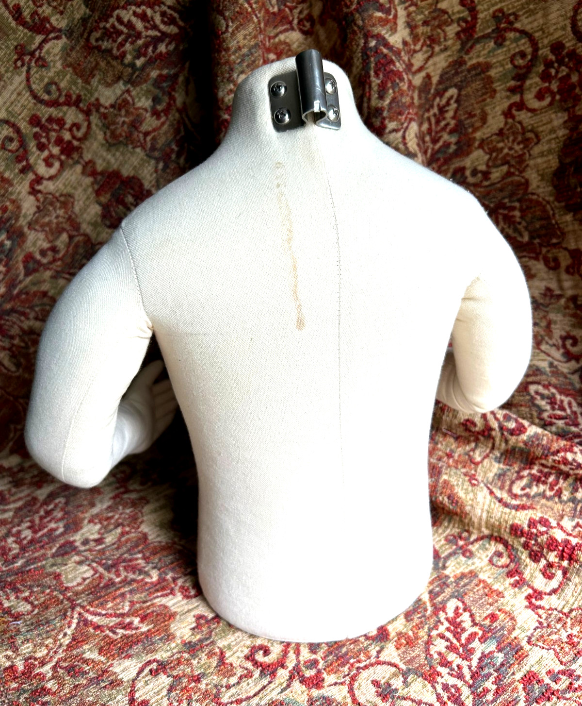 Vintage Store Display Figure Half Body Off White Canvas Bendable Arms