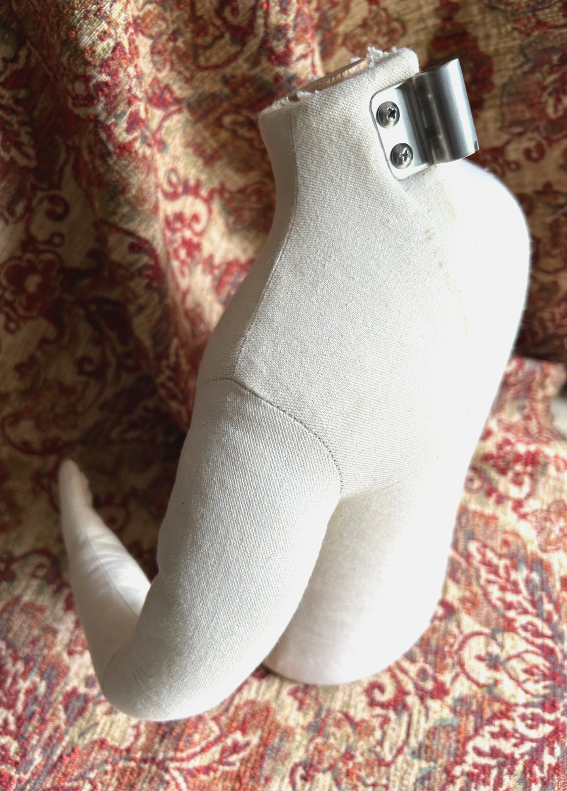 Vintage Store Display Figure Half Body Off White Canvas Bendable Arms