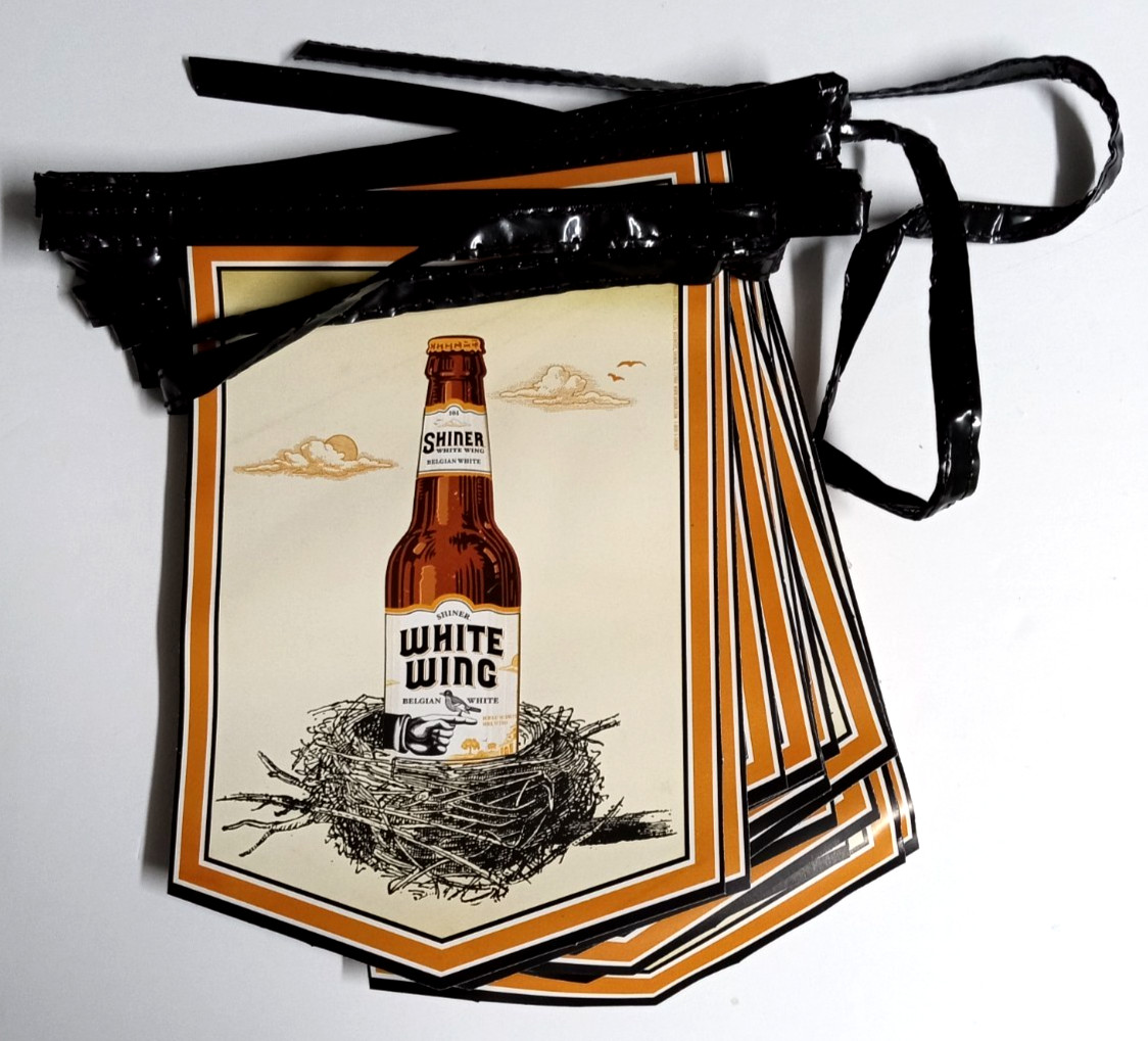 Shiner Belgian White Wing 26ft String of 20 Flags (8″ ea) c2010 Spoetzl TX NEW