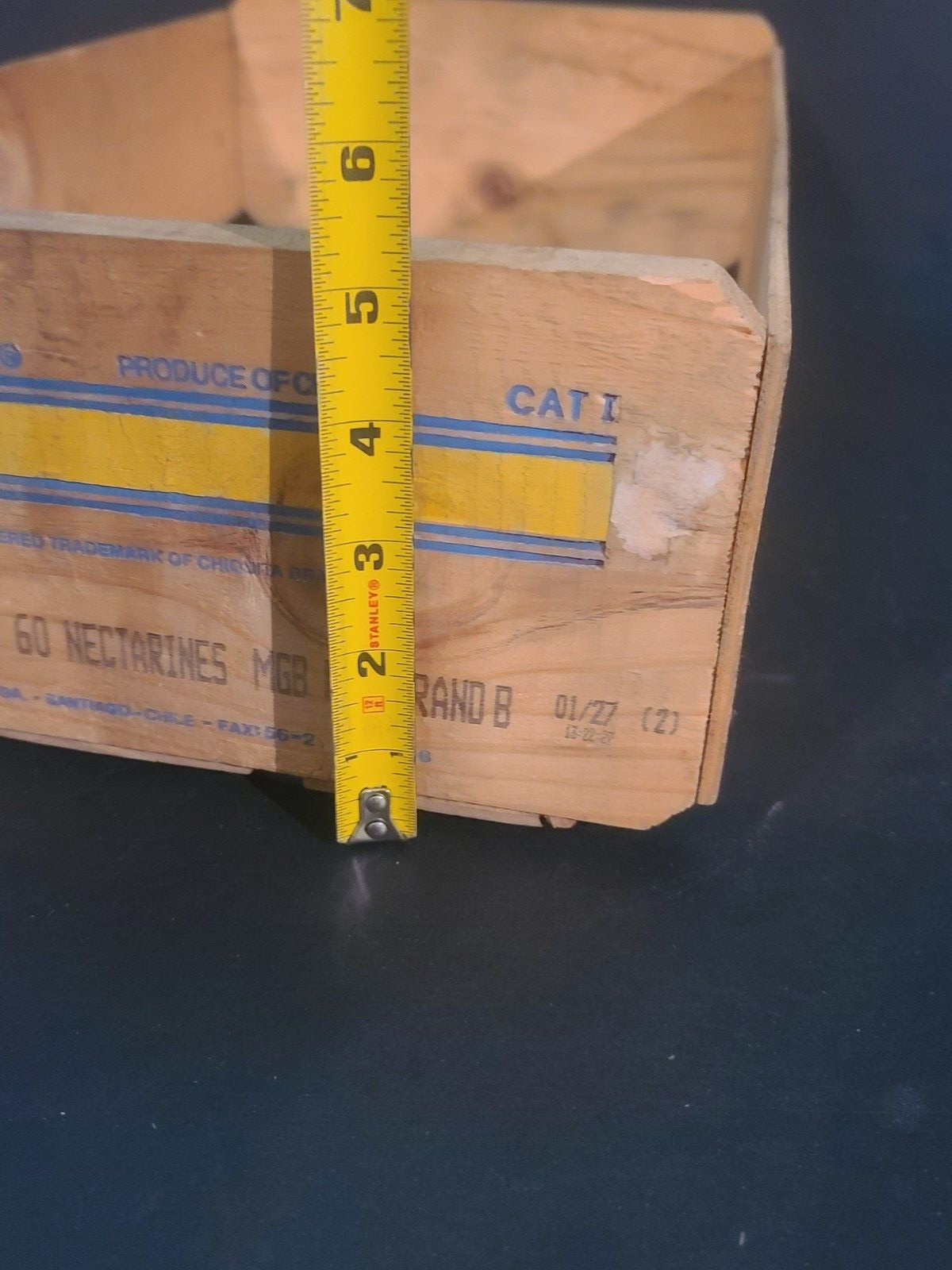 VINTAGE CHIQUITA Nectarine CRATE WOOD Wooden Box Santiago Chile