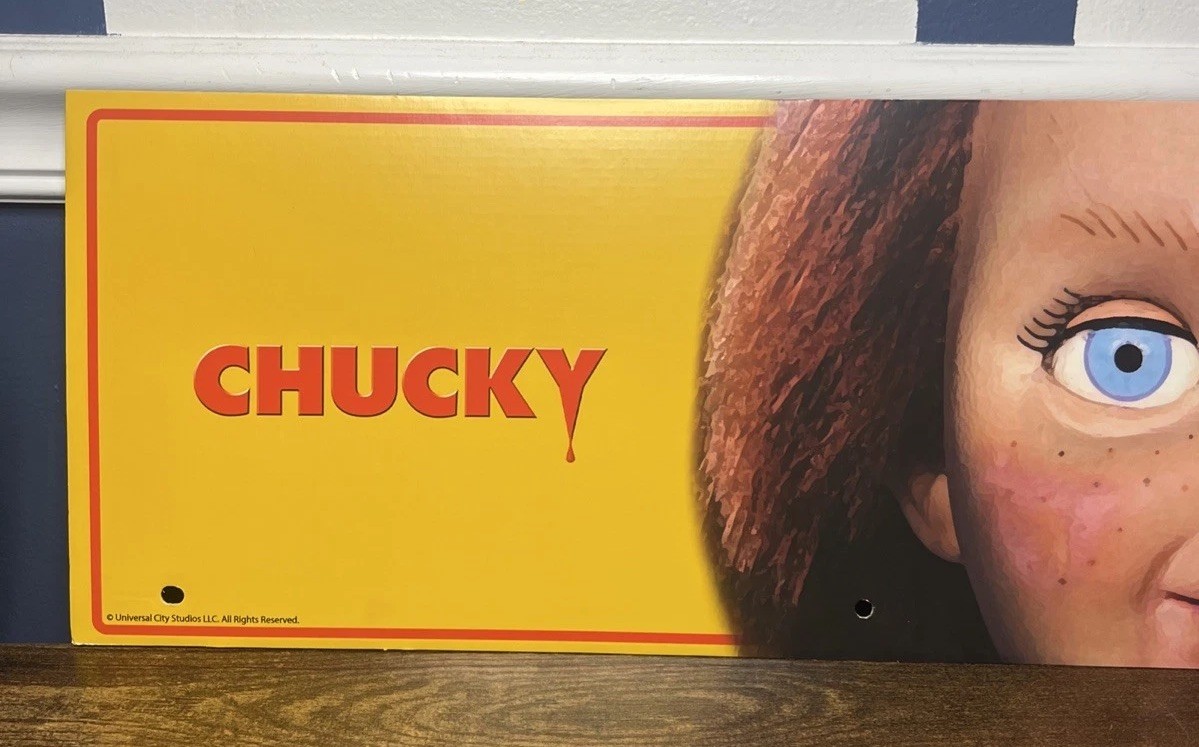 Spirit Halloween Display End Cap 24″ x 8″ Childs Play Chucky Universal Sign