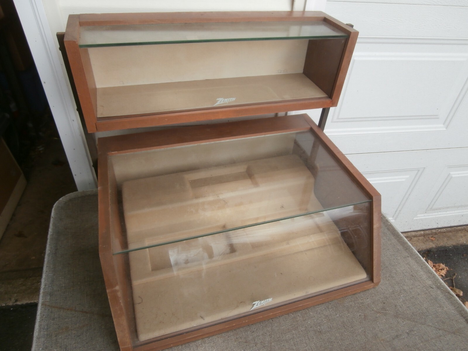 Vintage Zenith Store Wooden w/ Glass Display Cabinet Case Showcase 1960’s 70’s