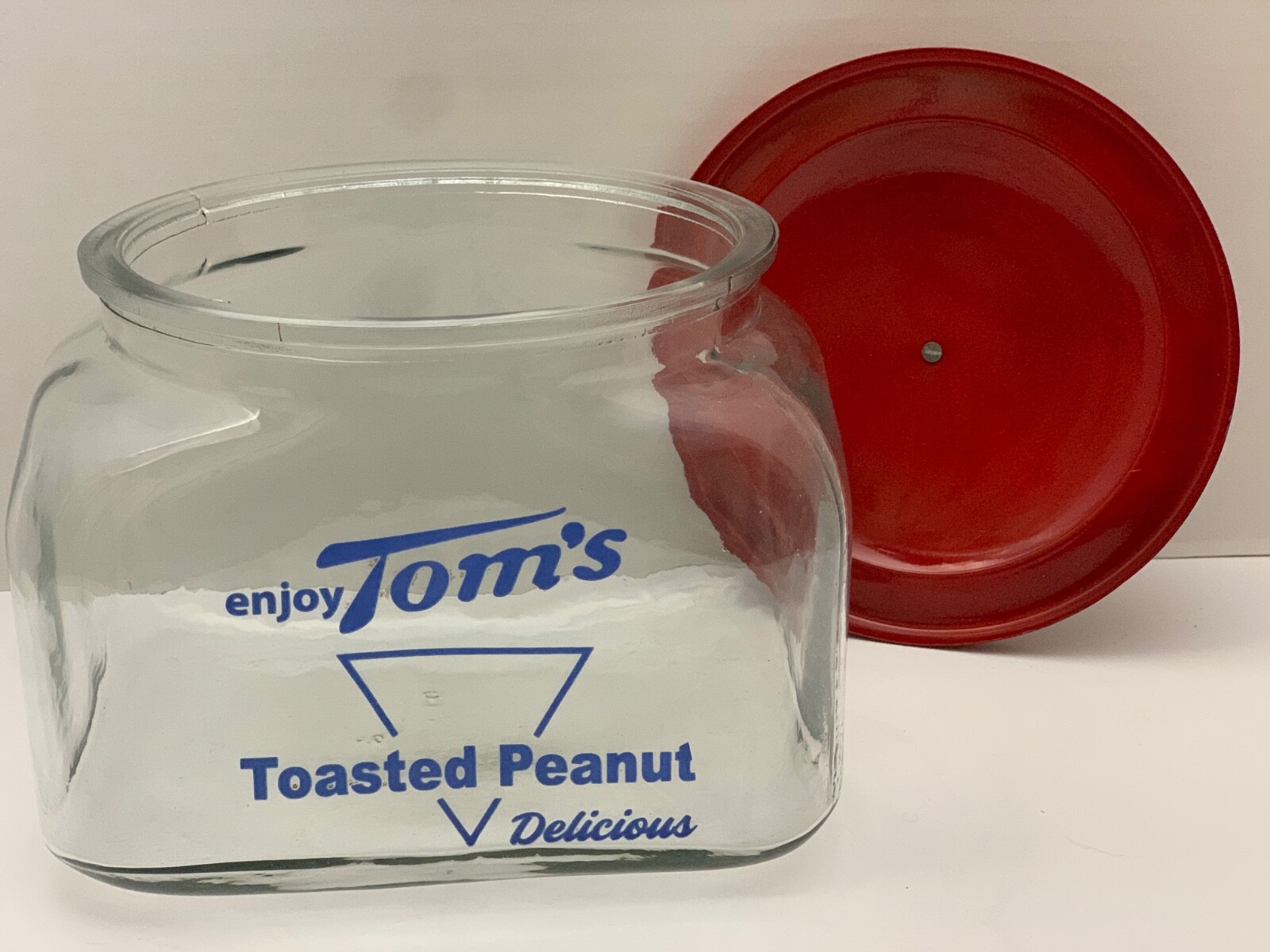 Tom’s Counter Jar Blue Print with Lid Country Store Display Cookie Jar Kitchen