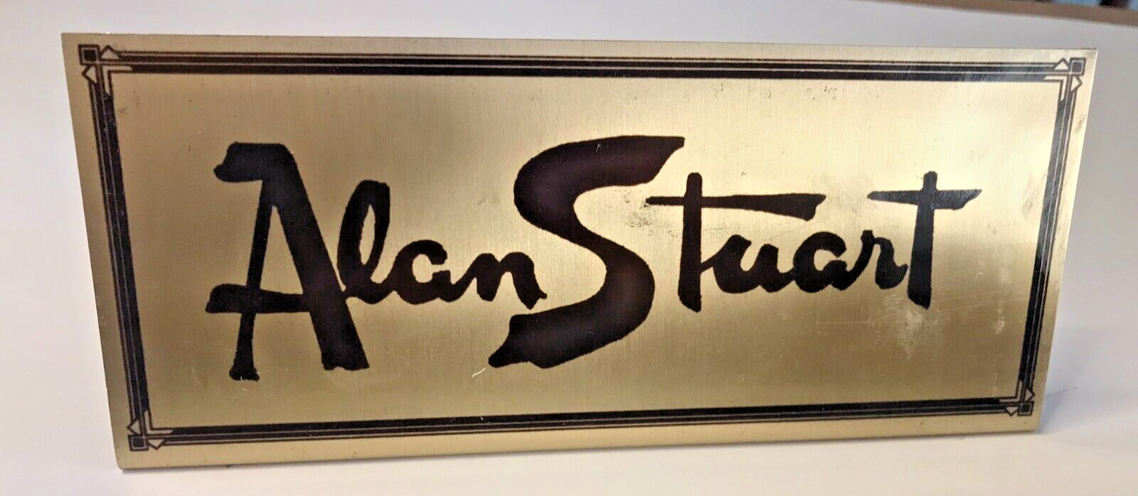 Alan Stuart Advertising Sign Metal VTG Department Store Brand Counter Display