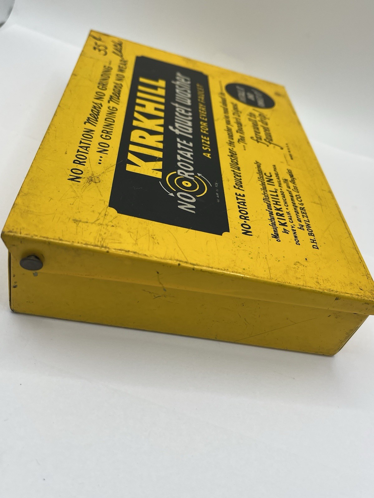 Vintage Kirkhill No-Rotate Faucet Washer Display Tin Box Advertising Countertop