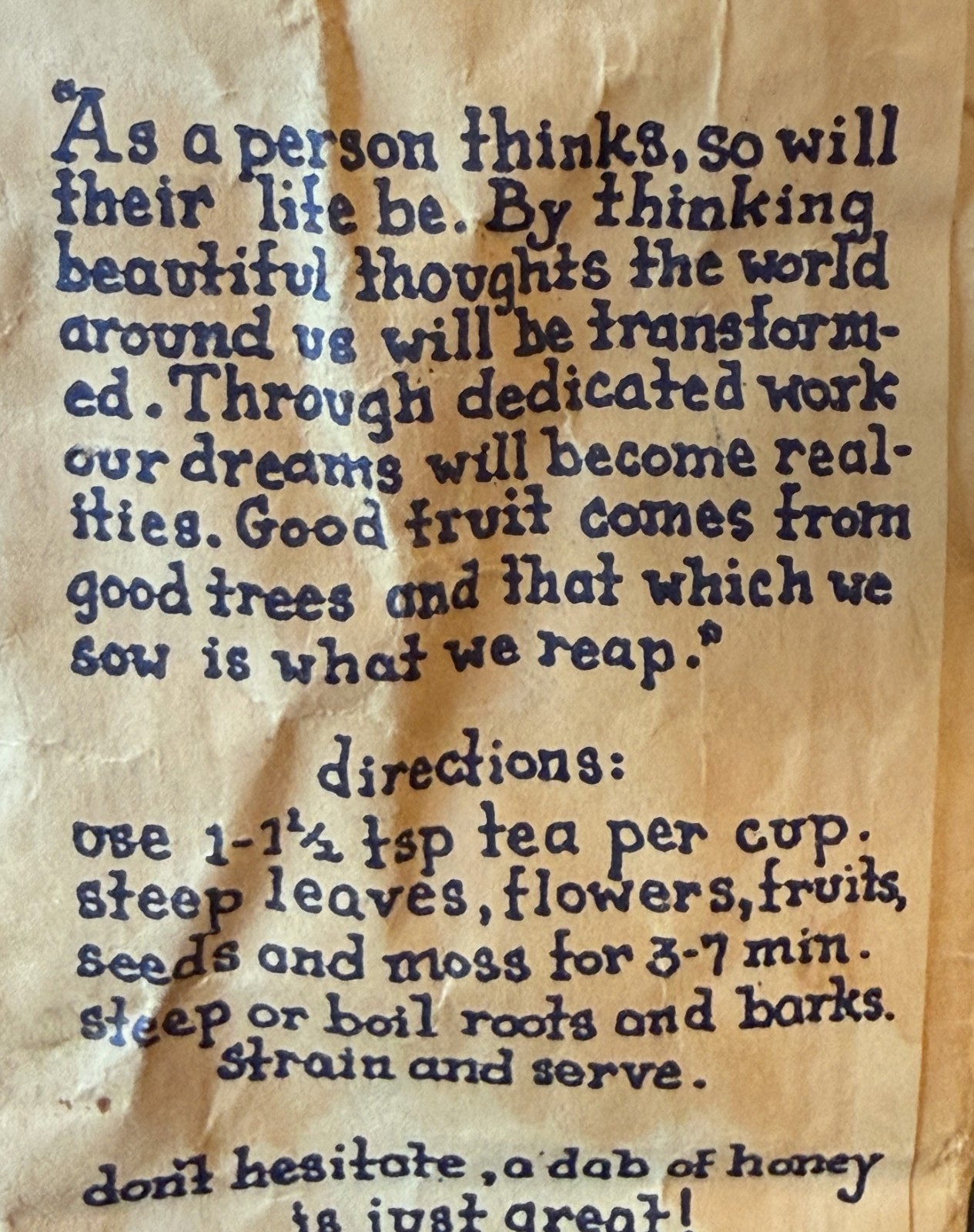 1973 Very Early Celestial Seasoning Packaging / Bag for Herbal Gotu Kola Tea