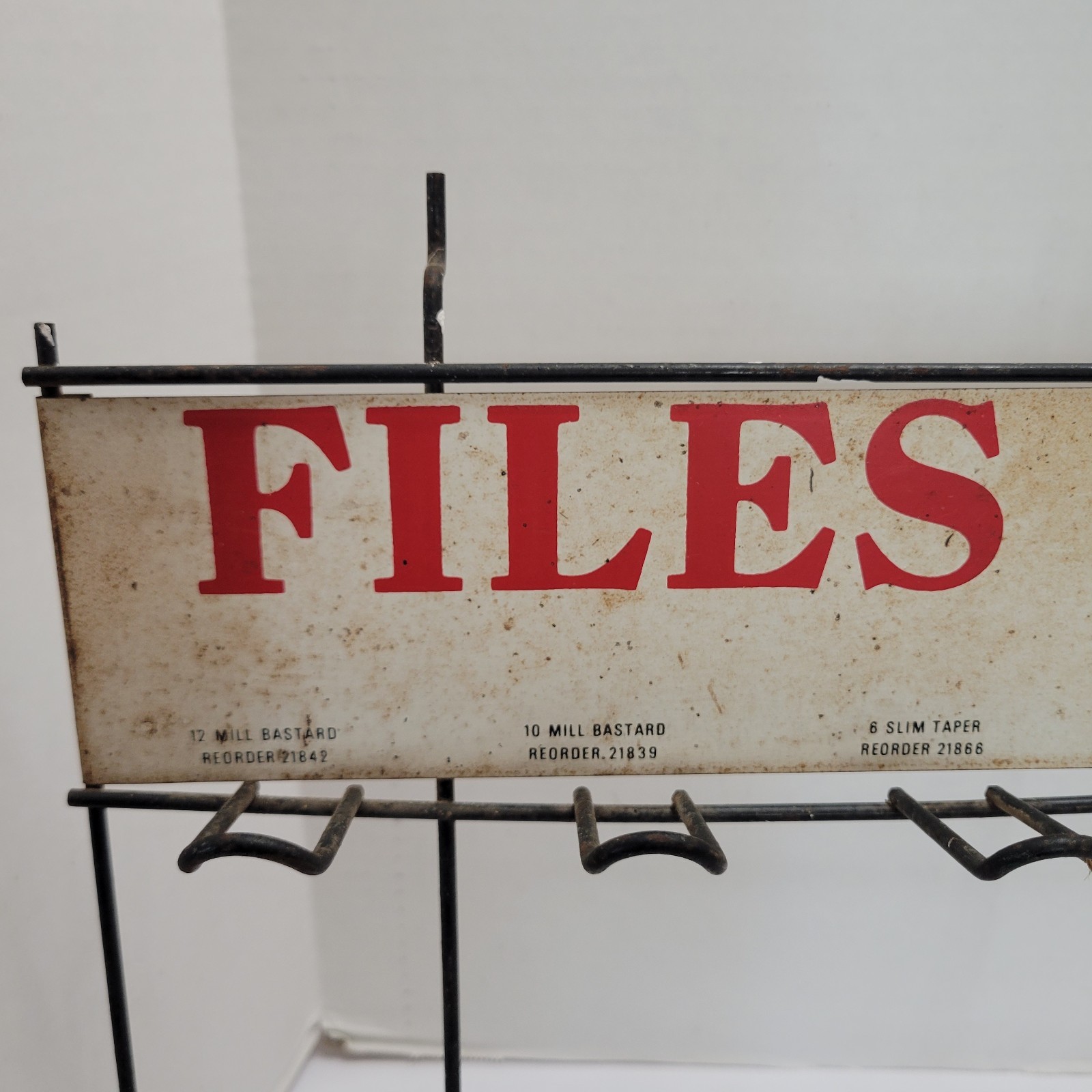 Vintage Nicholson Files Rasps Store Display Wire Rack Advertising Sign Pegboard