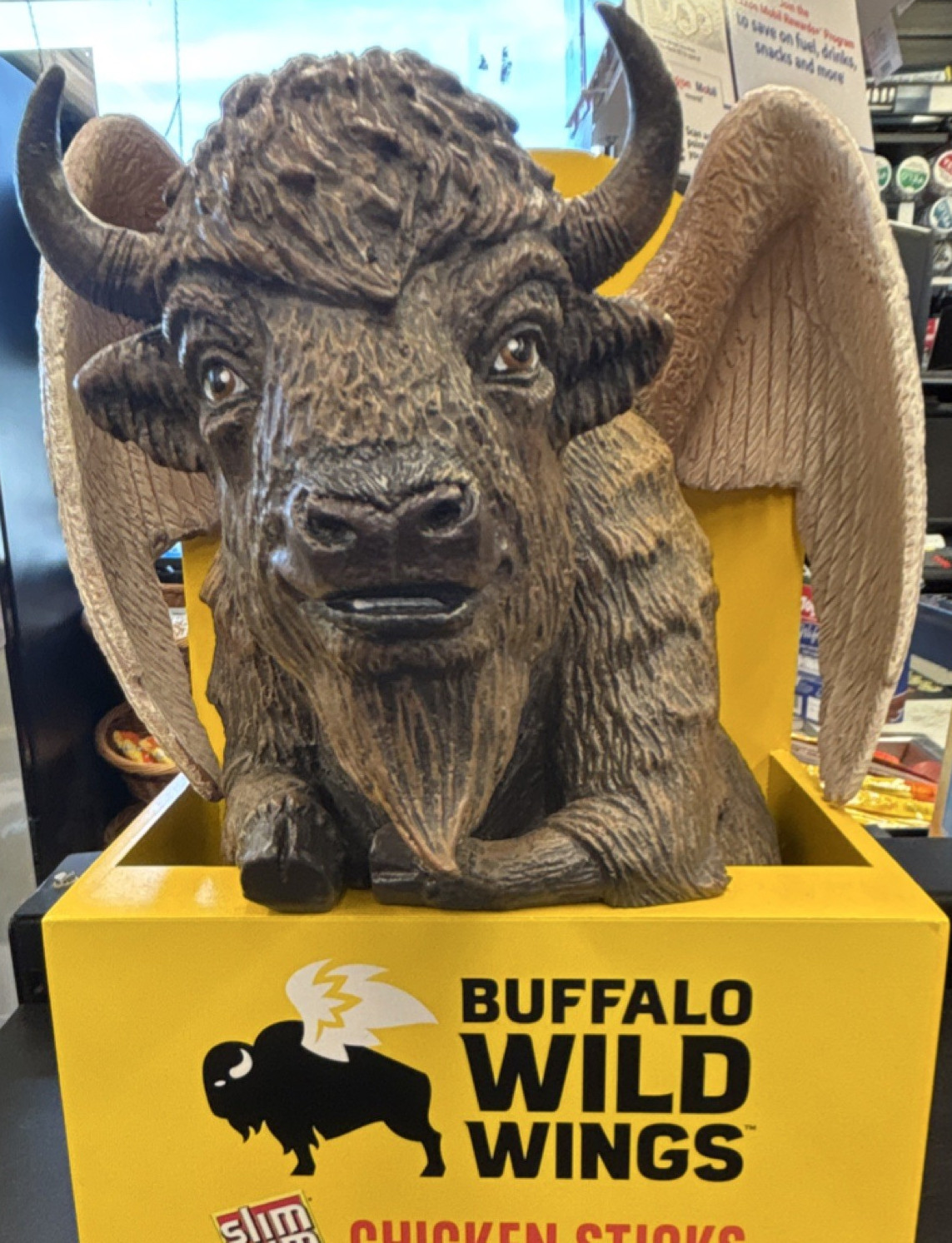 Buffalo Wild Wings Store Display Chicken Sticks with Buffalo Figure Brown Yellow