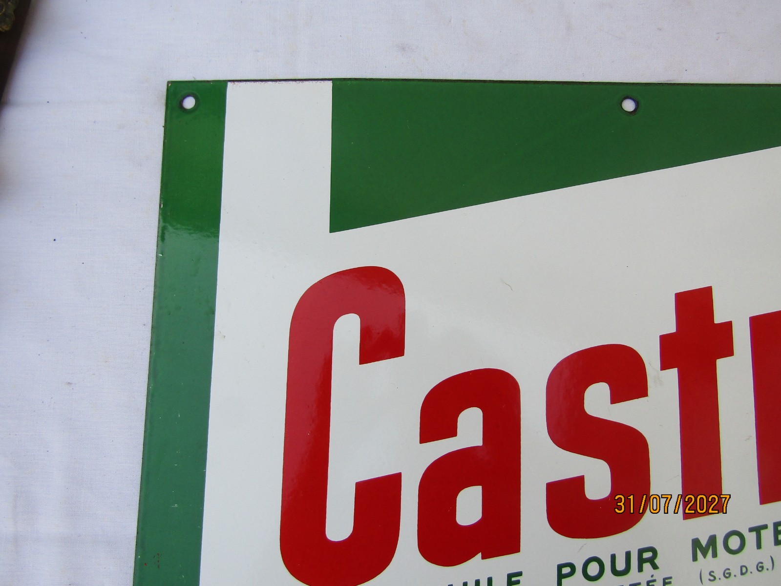 old enamel plate castrol automobile garage oil automobilia 40 by 60c