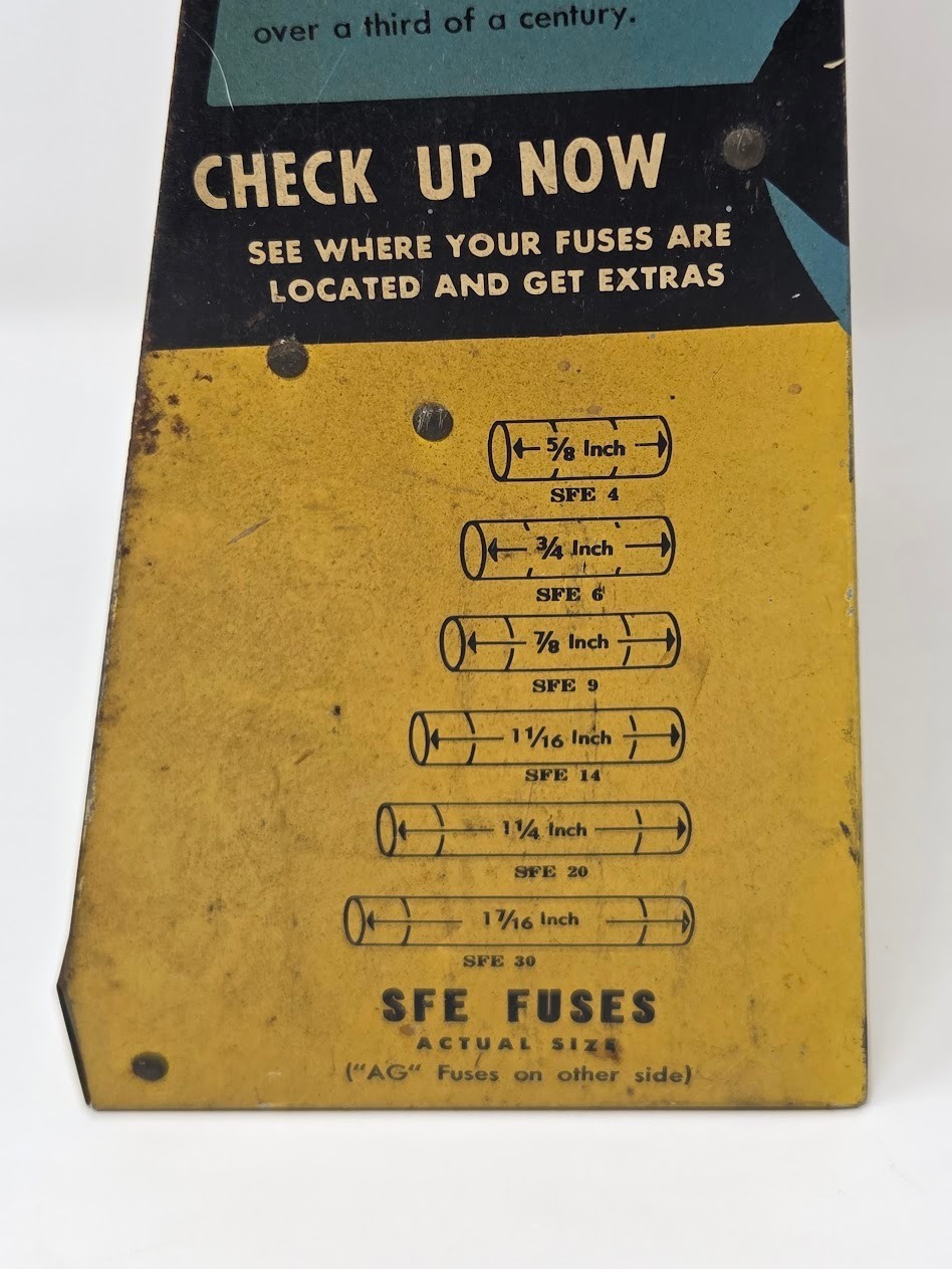 Vintage Buss Glass Tube Fuses Metal Counter Display Rack Advertising Sign