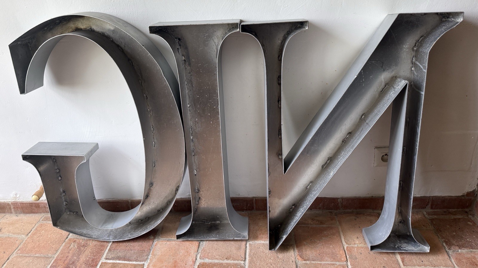 Large French Wine Sign Mid Century Aluminum VIN Letters Vintage Industrial Pub
