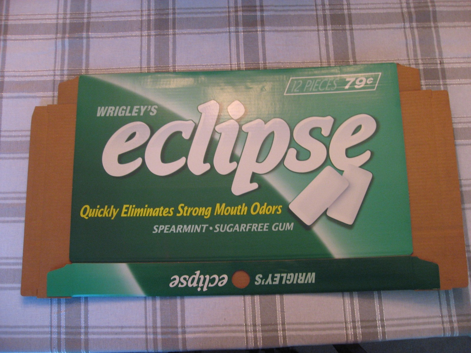 Wrigley’s Eclipse Spearmint Sugarfree Gum Cardboard Store Display – Unassembled