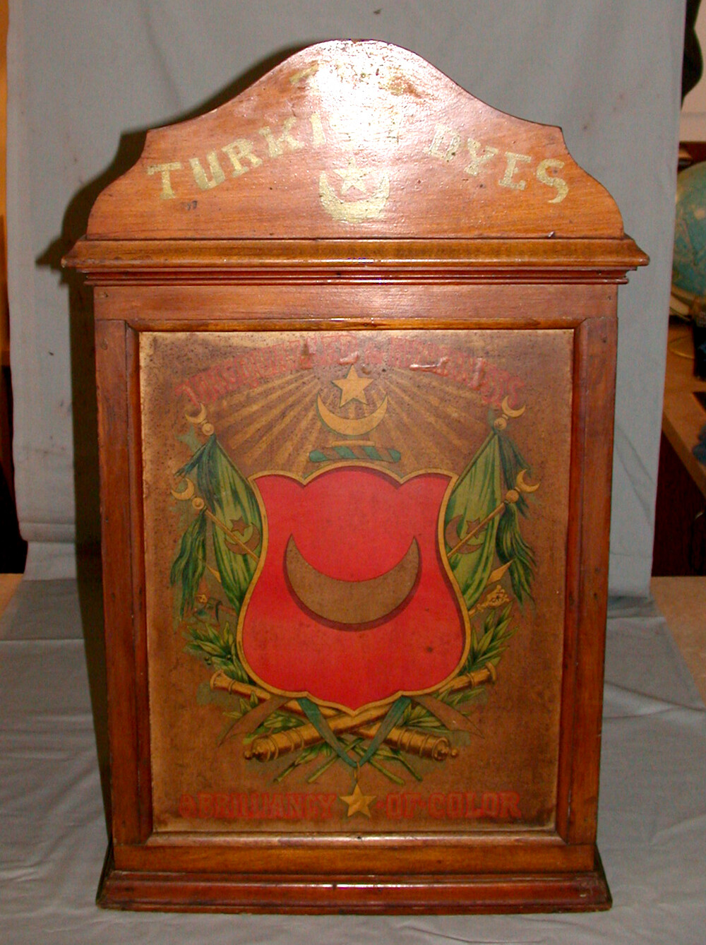 Antique Original 1900’s Turkish Dyes Wood Store Display Advertising Cabinet