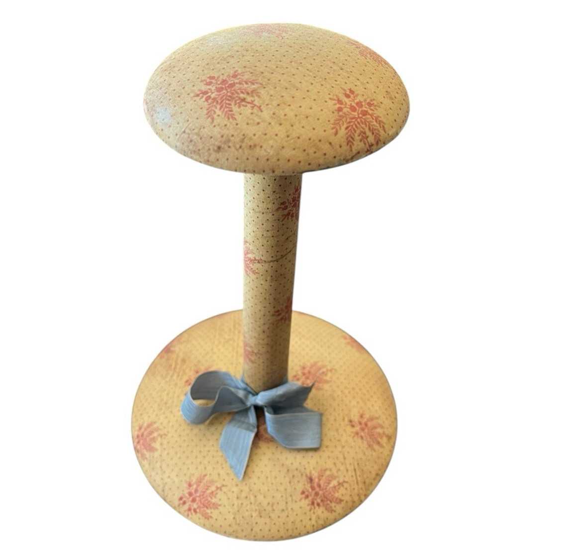 Vintage Hat Stand Display Cloth Over Wood Shabby Chic Wigs Granny Cottage Core