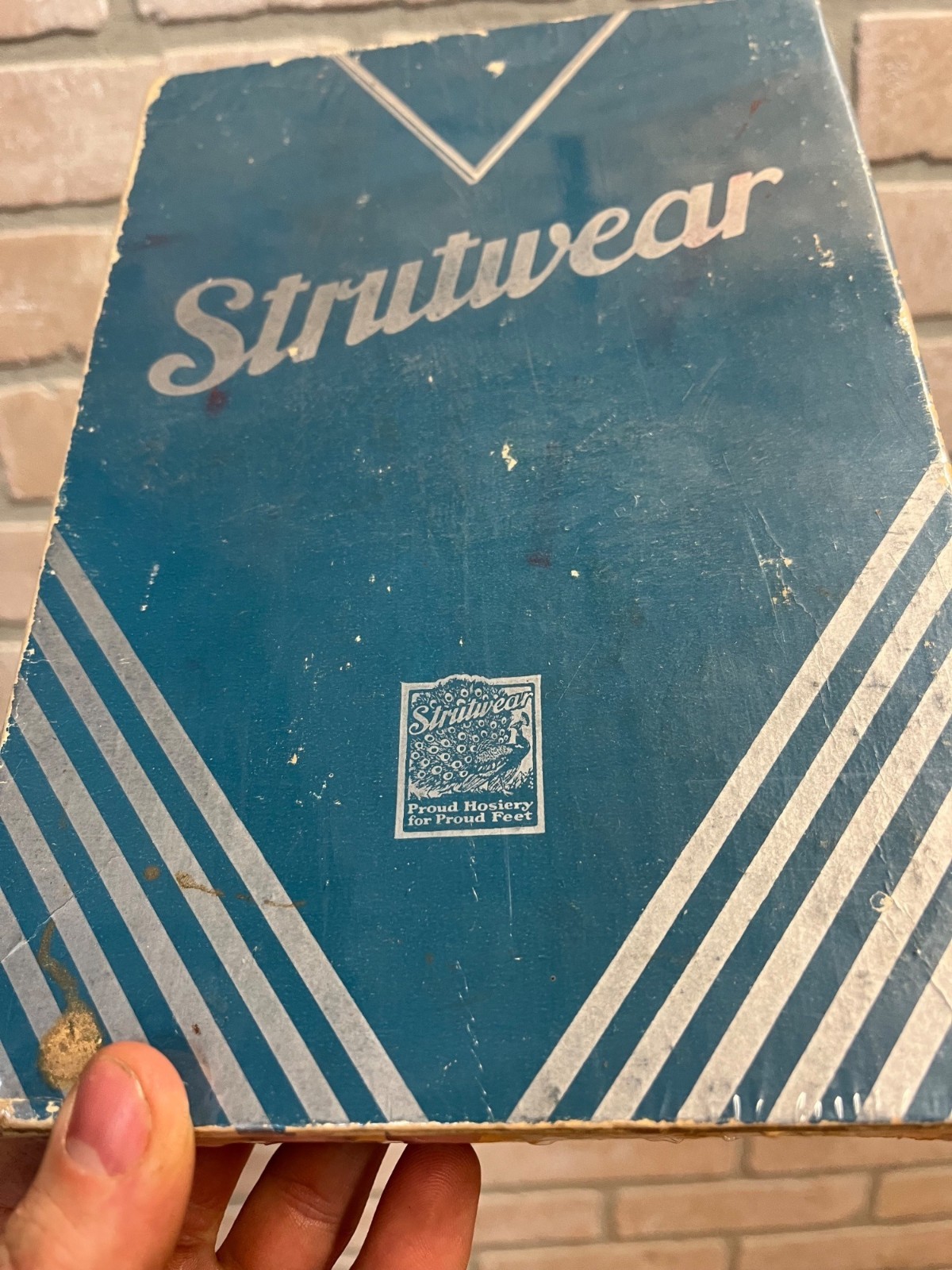 Vintage Strutwear Hosiery Stocking Empty Store Display Box 1930s Blue Silver