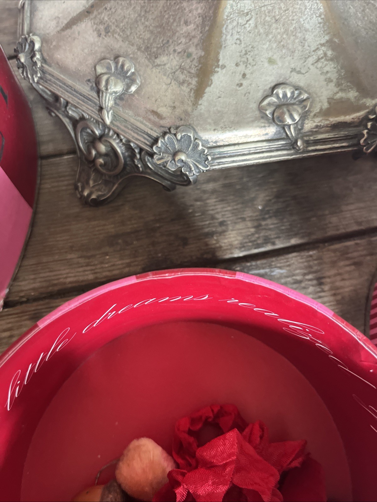 HUGE Victoria’s Secret VINTAGE Red Pink Striped Collectible Display Hat Box Set