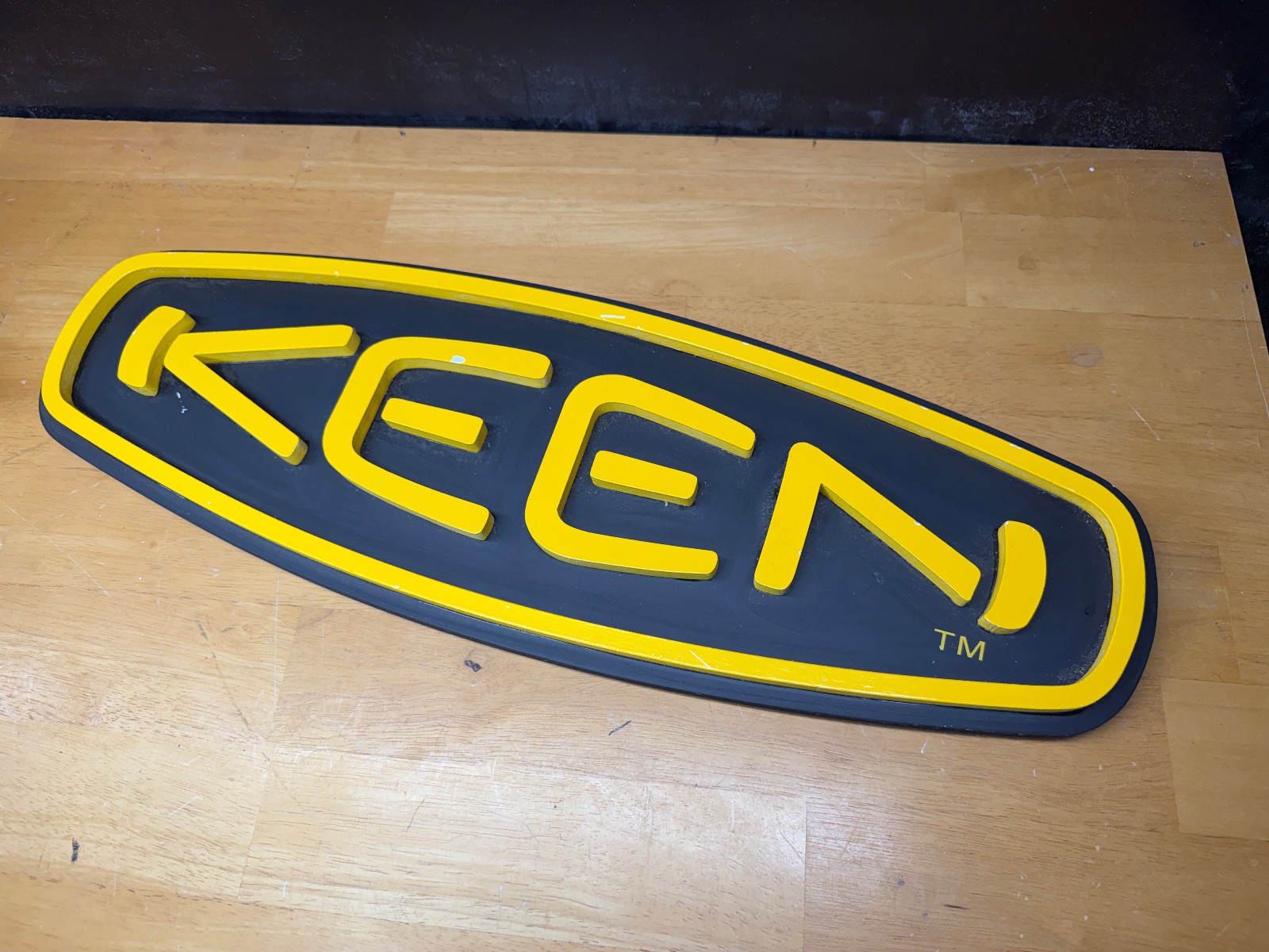 KEEN Shoes Store Display Sign Yellow Black, Outdoor Hiking Retail Wall Decor