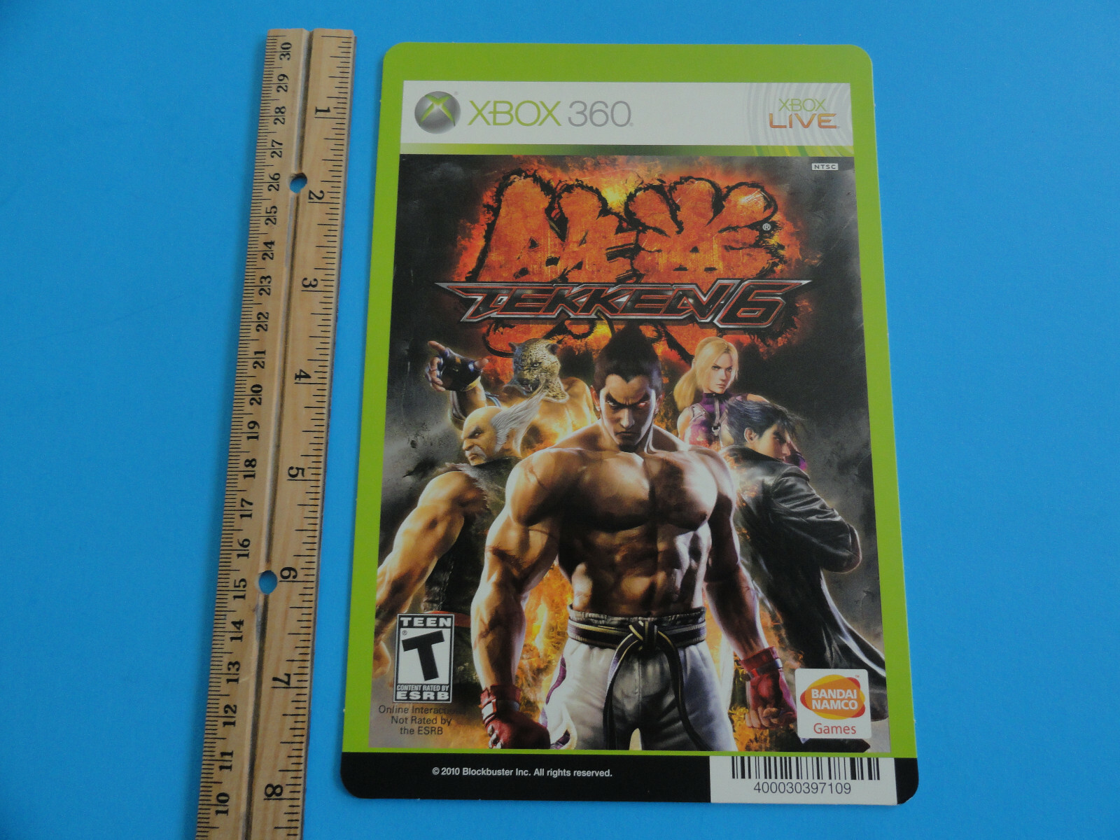 XBOX 360 TEKKEN 6 BLOCKBUSTER VIDEO BACKER CARD 5″X8″ – NO GAME