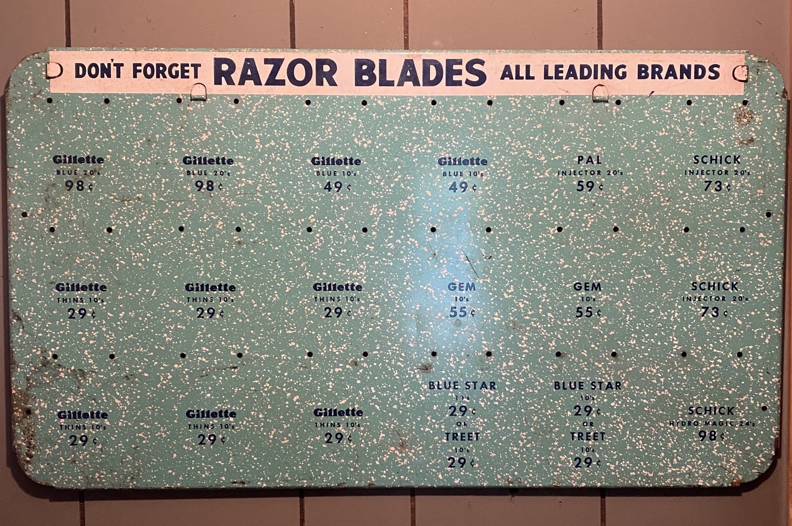 Vintage Store Display Don’t Forget Razor Blades All Leading Brands Metal Large
